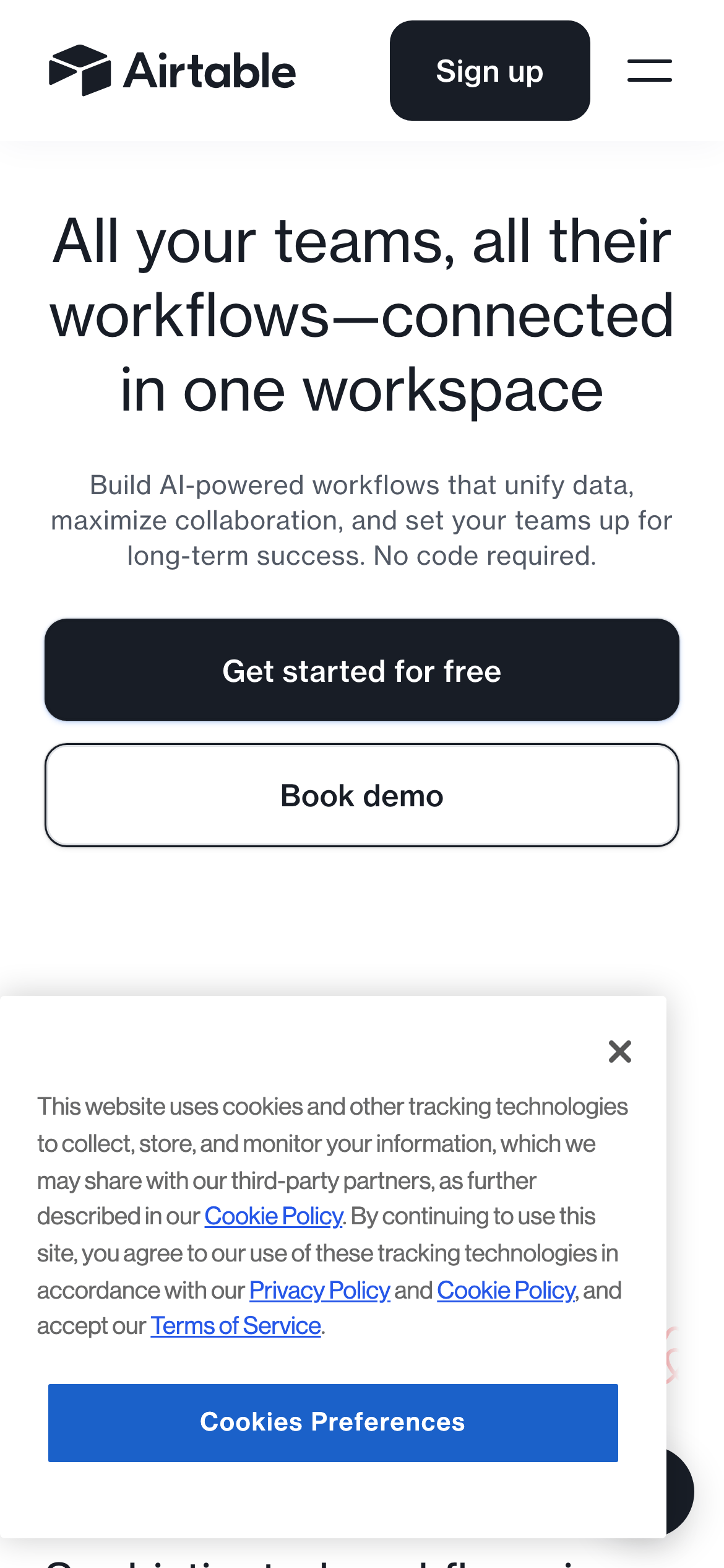 Airtable — 移动首屏