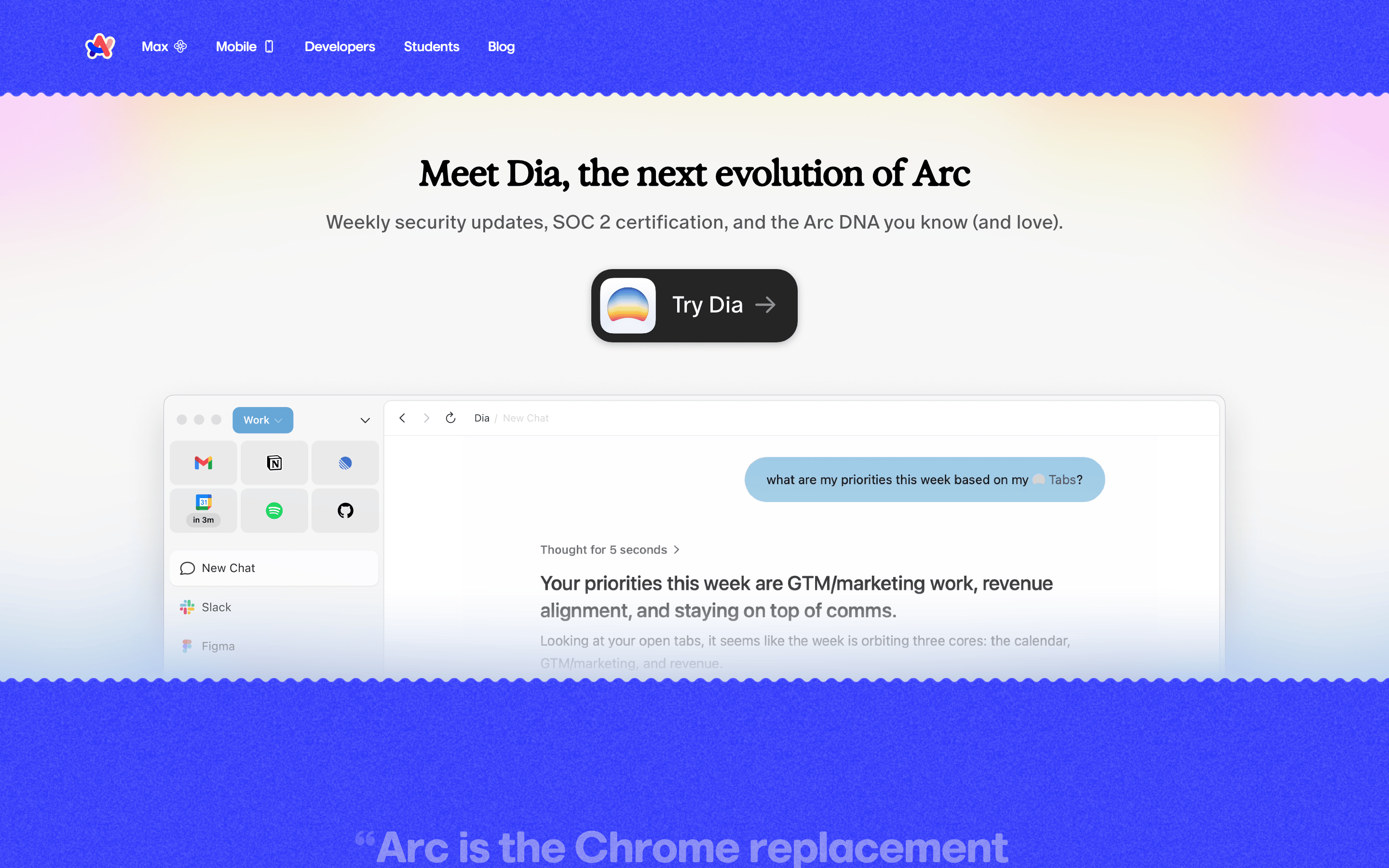 Arc Browser — 桌面首屏(hero)