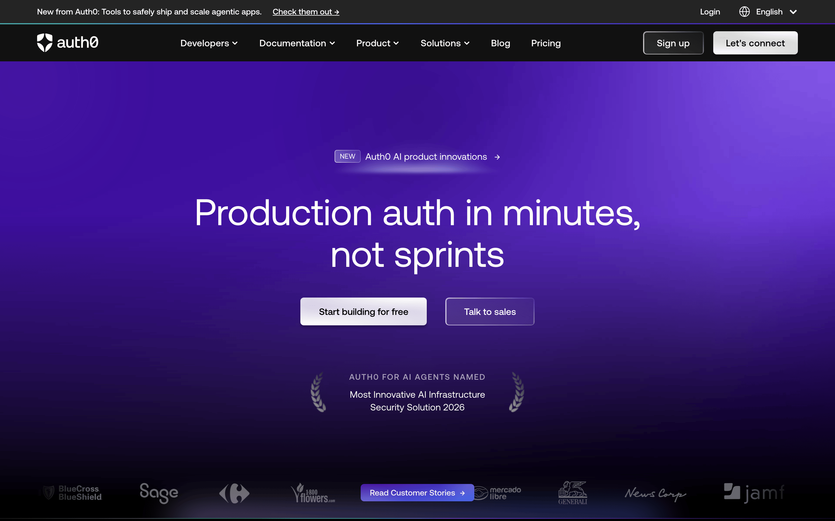 Auth0 — 桌面首屏(hero)
