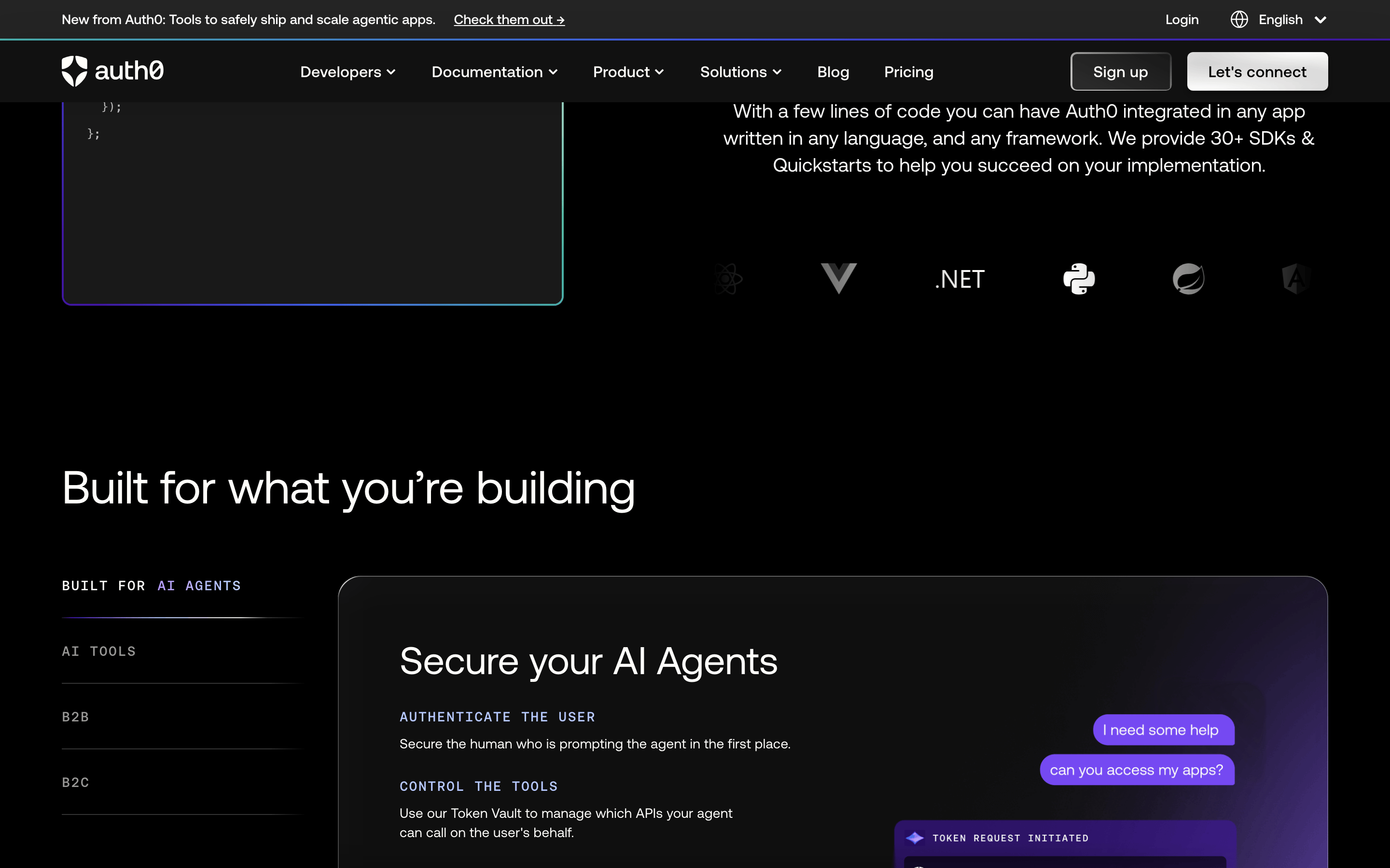 Auth0 — 桌面滚动分段(90% viewport 步进,作为视觉证据)