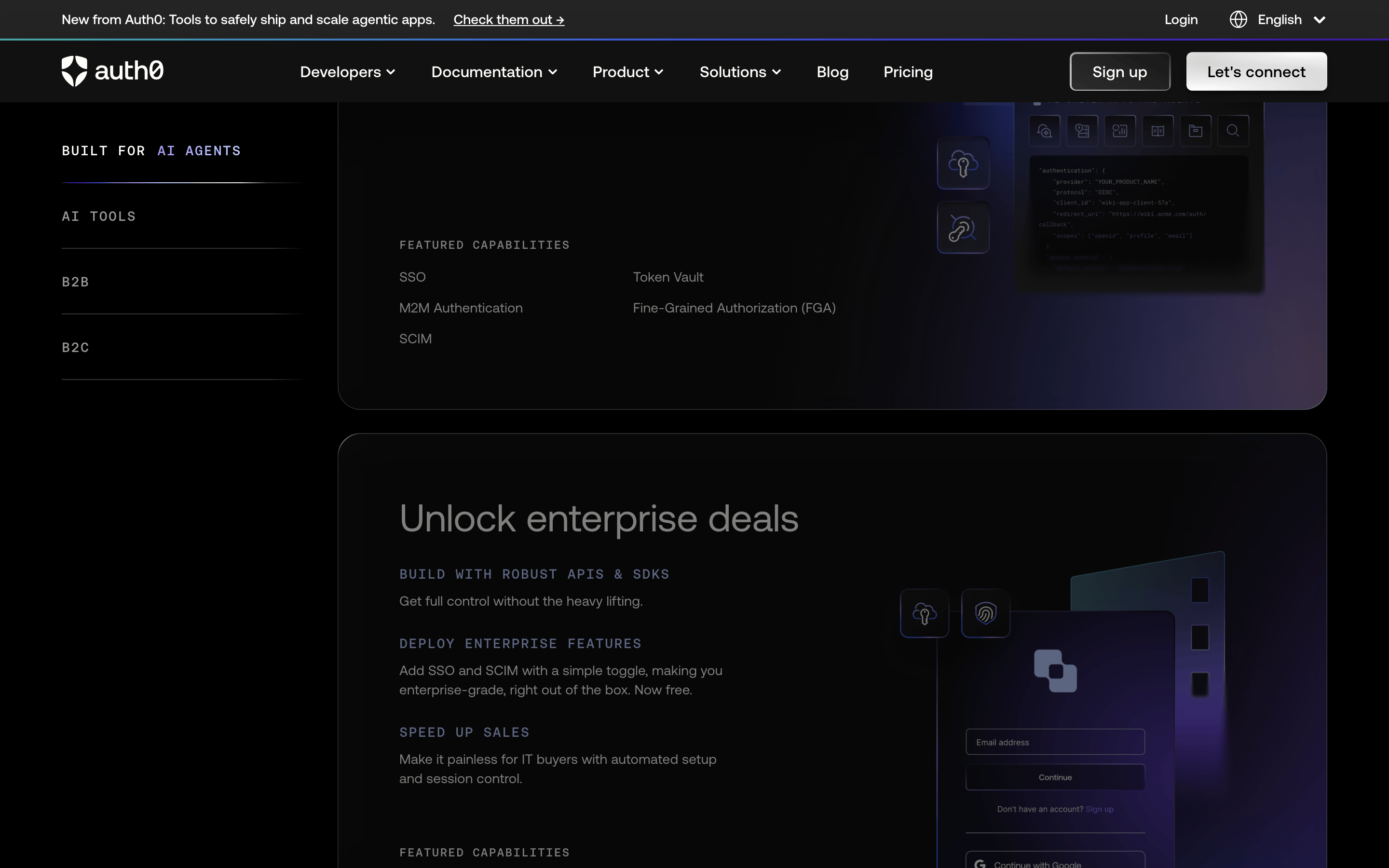 Auth0 — 桌面滚动分段(90% viewport 步进,作为视觉证据)