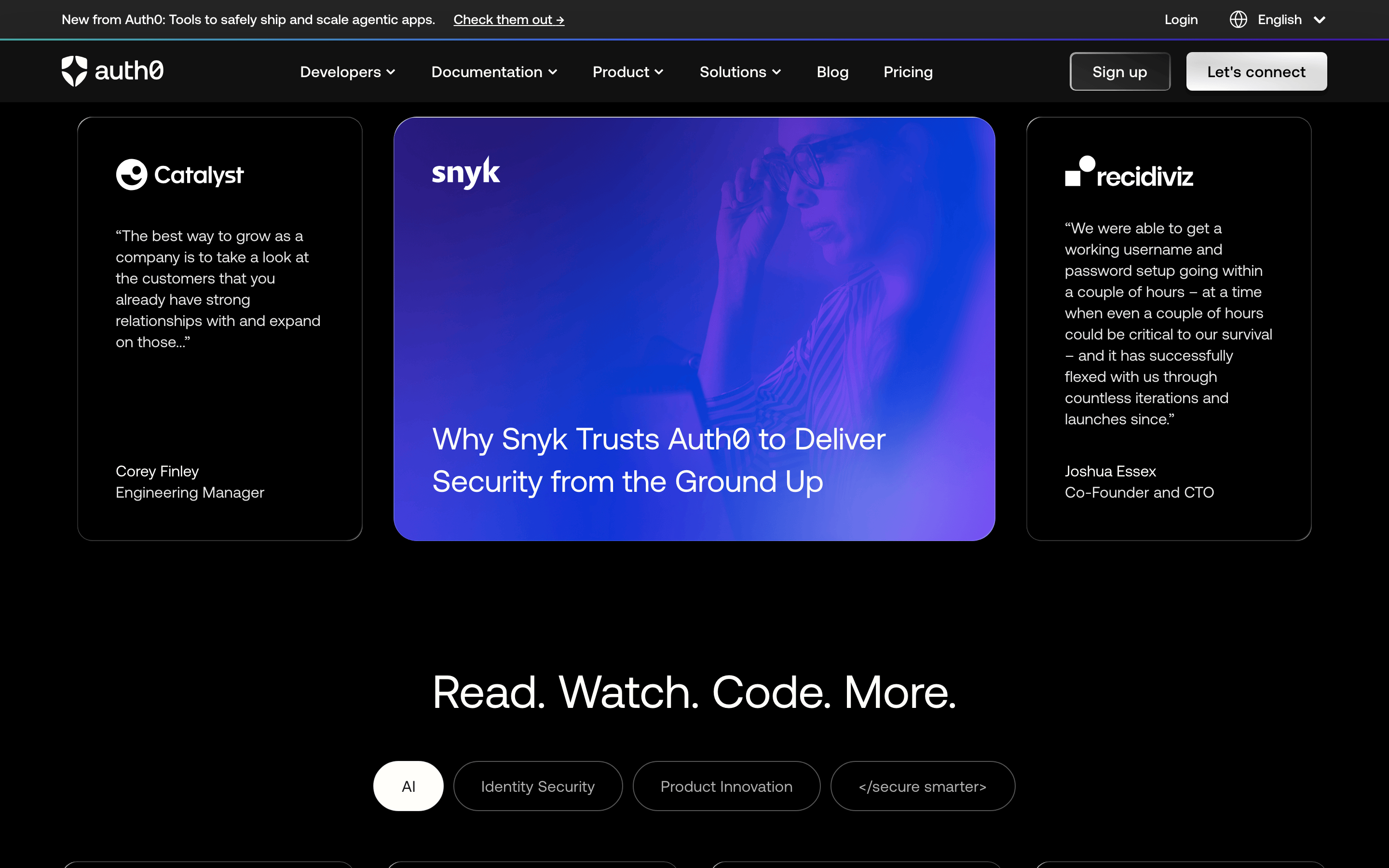 Auth0 — 桌面滚动分段(90% viewport 步进,作为视觉证据)