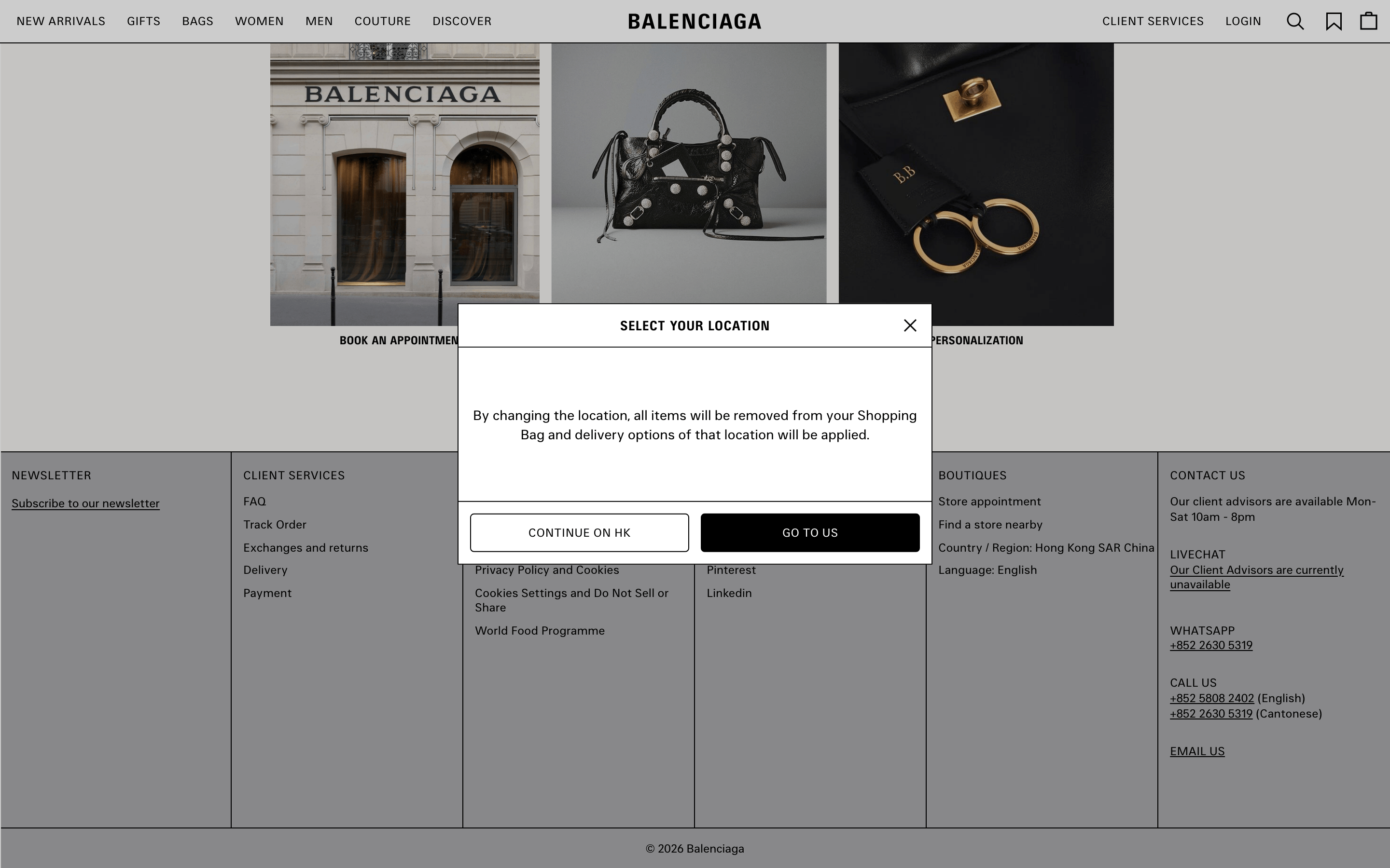 Balenciaga — 桌面滚动分段(90% viewport 步进,作为视觉证据)