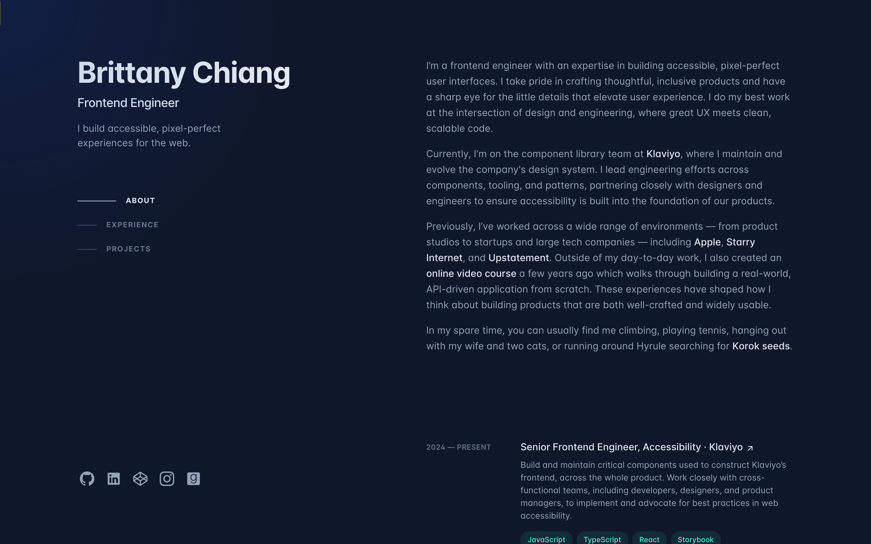 Brittany Chiang — 桌面首屏(hero)