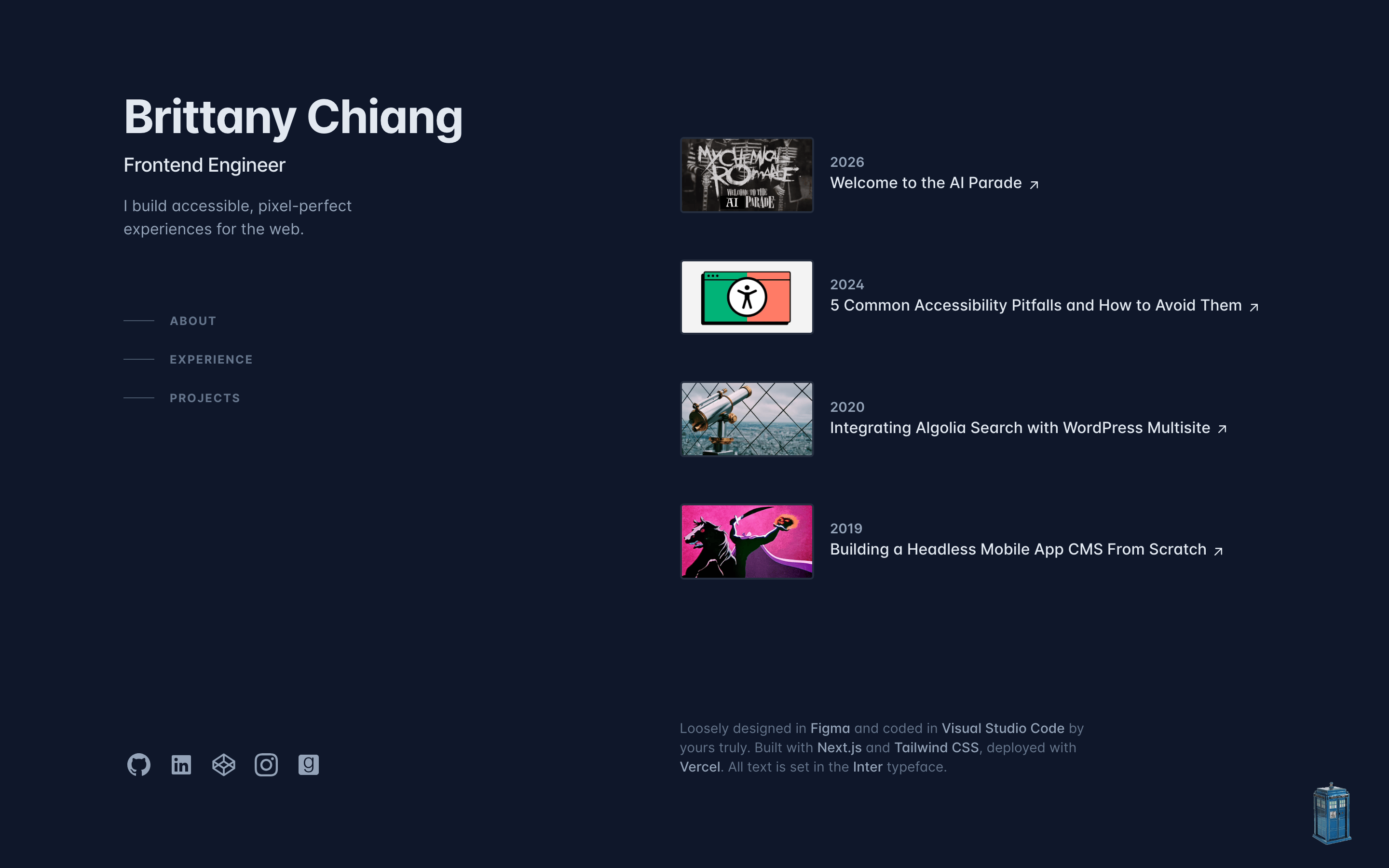 Brittany Chiang — 桌面滚动分段(90% viewport 步进,作为视觉证据)