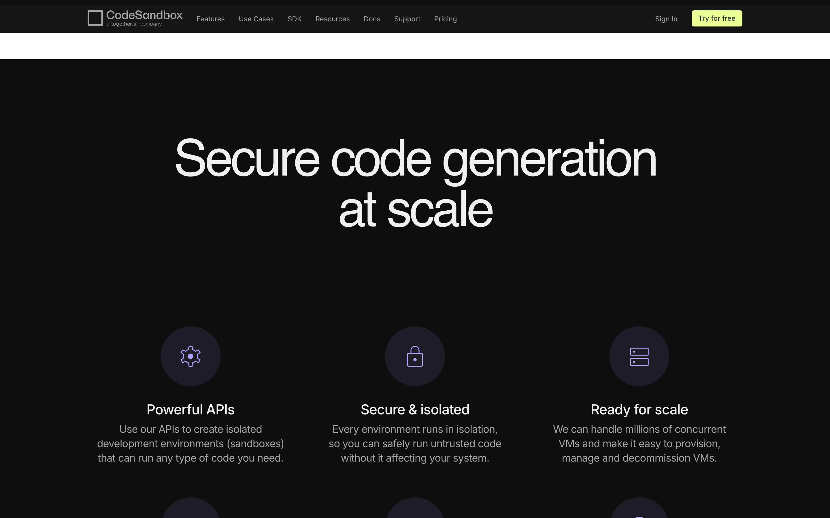 CodeSandbox — 桌面滚动分段(90% viewport 步进,作为视觉证据)
