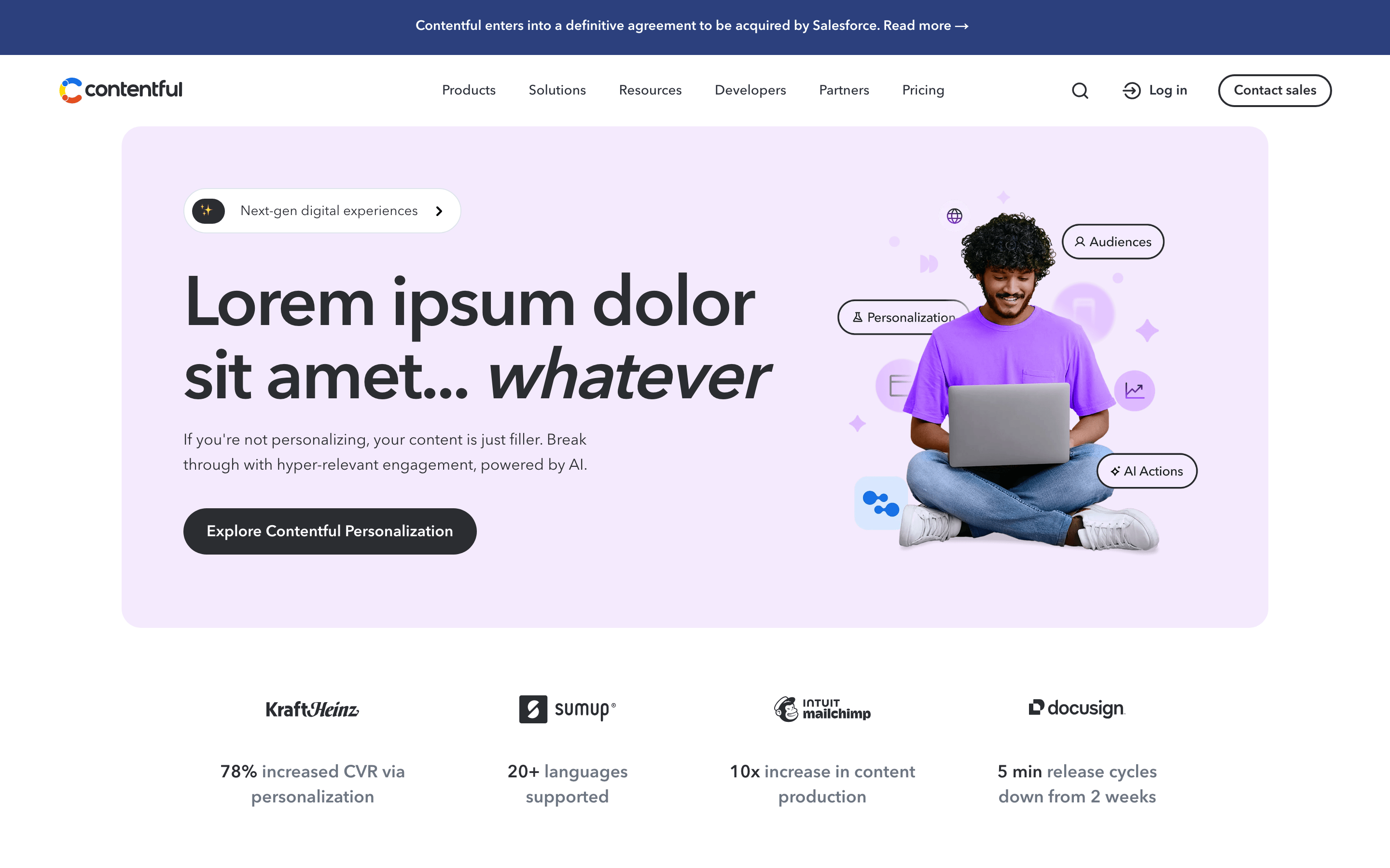 Contentful — 桌面滚动分段(90% viewport 步进,作为视觉证据)