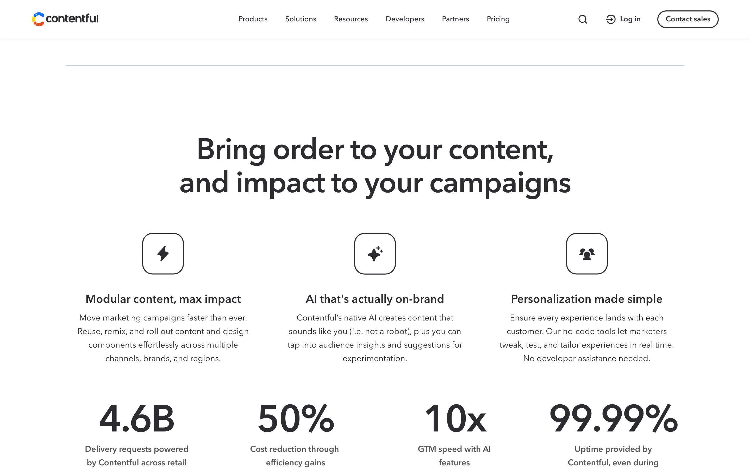 Contentful — 桌面滚动分段(90% viewport 步进,作为视觉证据)