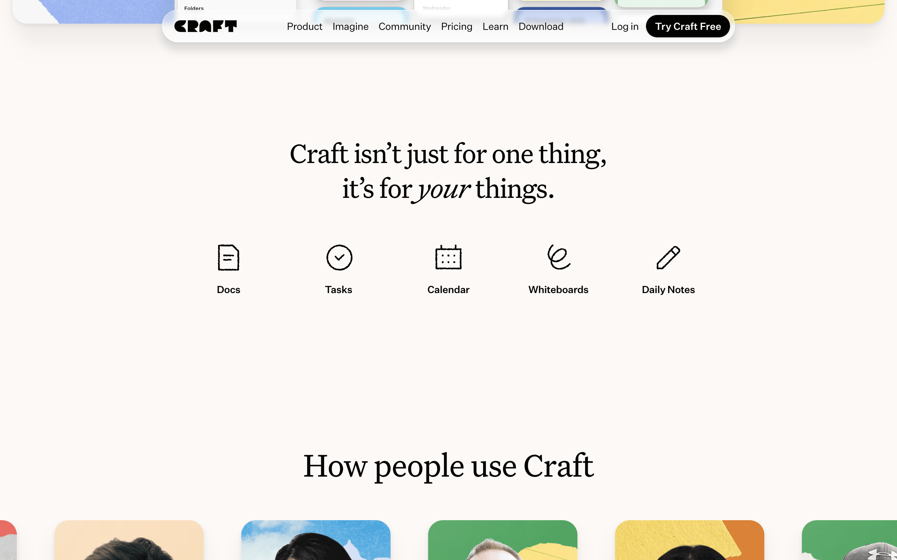 Craft — 桌面滚动分段(90% viewport 步进,作为视觉证据)