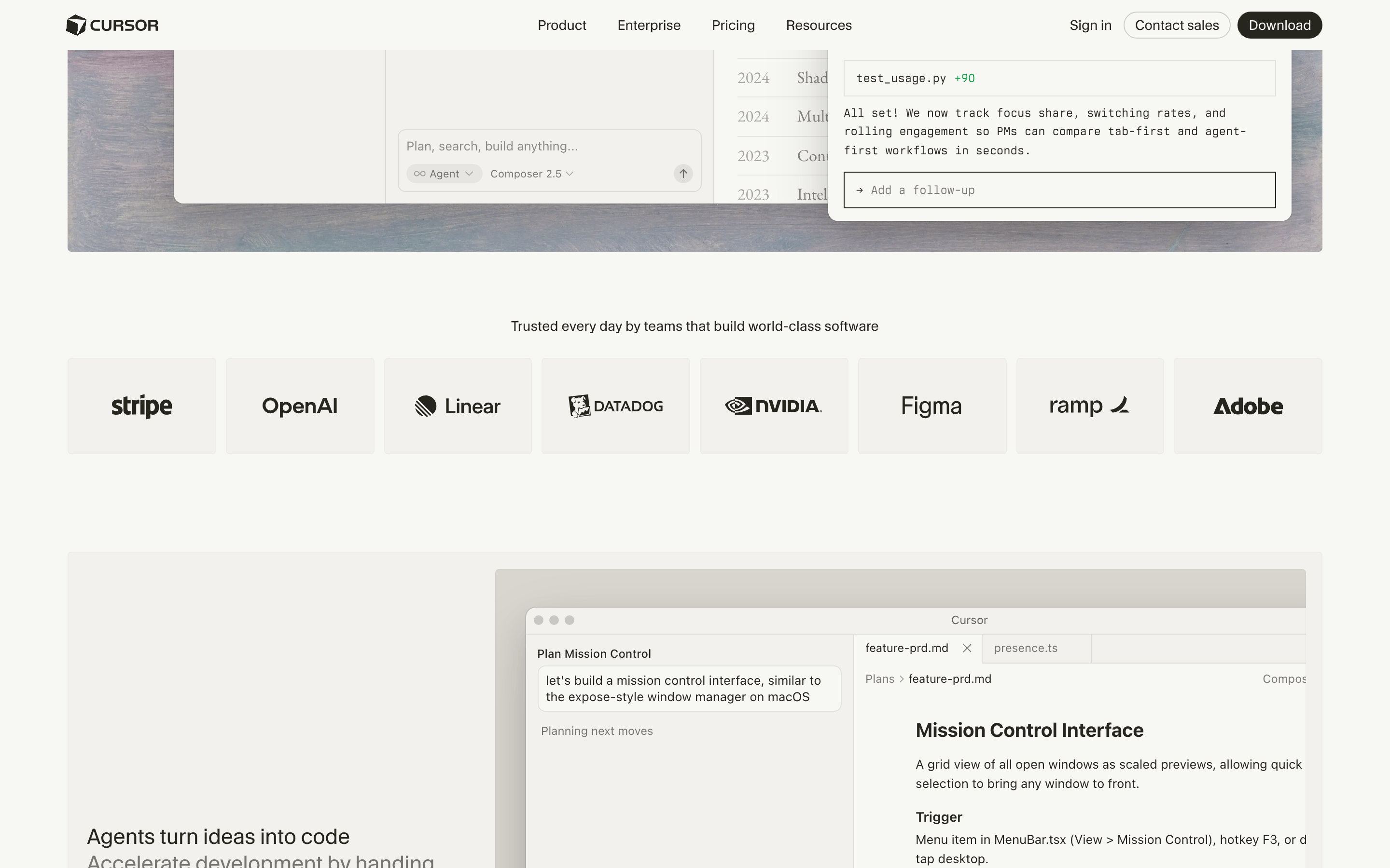 Cursor — 桌面滚动分段(90% viewport 步进,作为视觉证据)