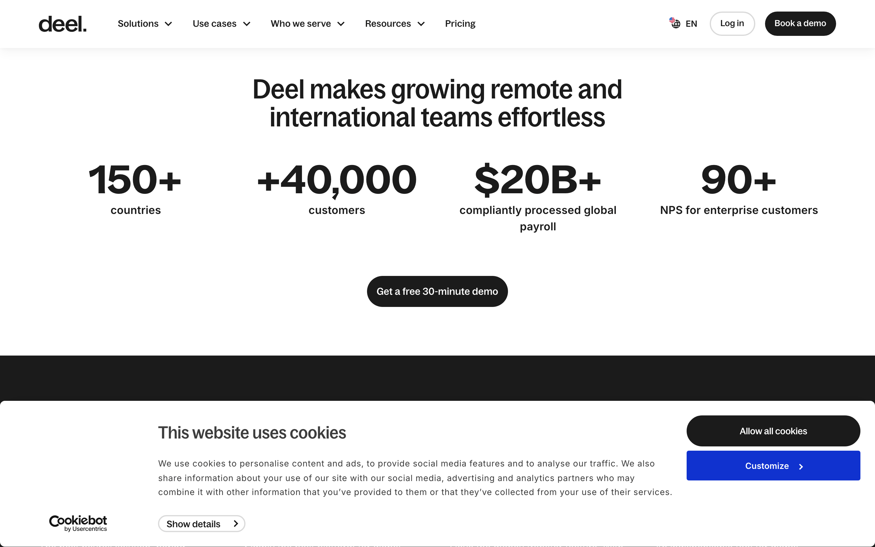 Deel — 桌面滚动分段(90% viewport 步进,作为视觉证据)