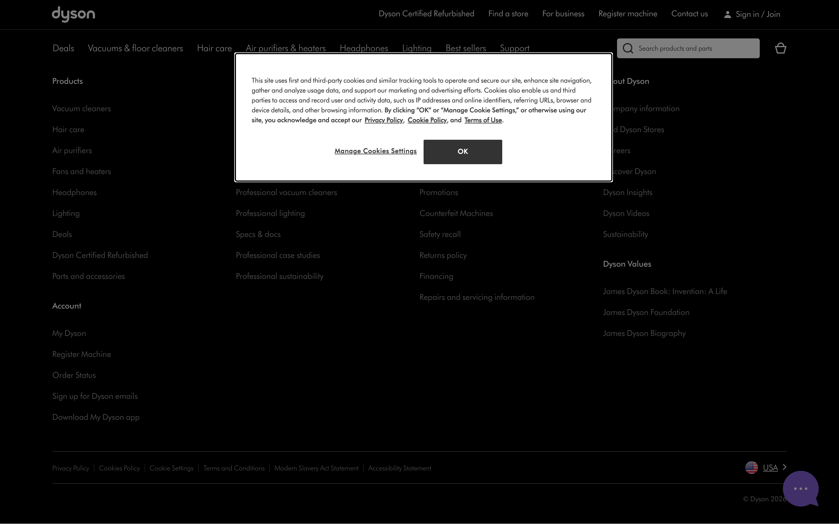 Dyson — 桌面滚动分段(90% viewport 步进,作为视觉证据)