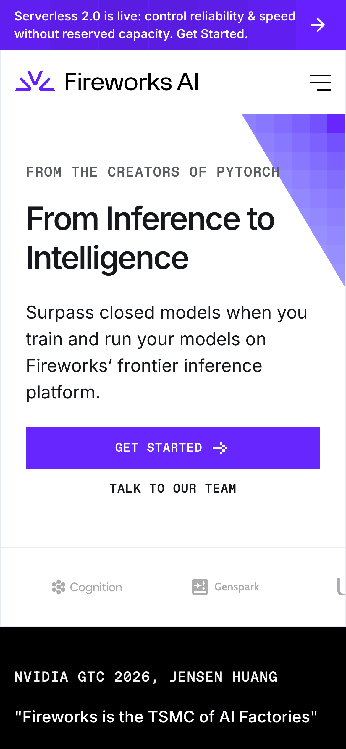 Fireworks AI — 移动首屏