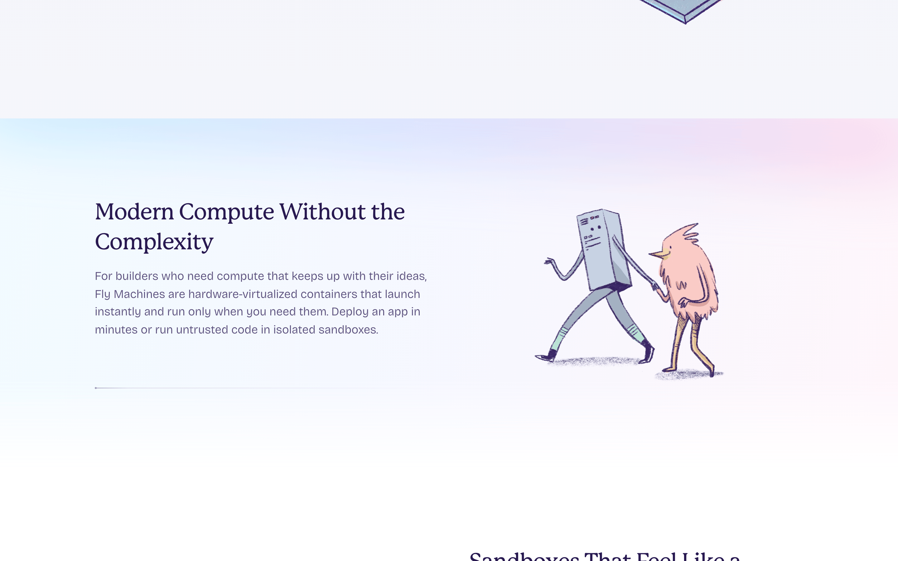 Fly.io — 桌面滚动分段(90% viewport 步进,作为视觉证据)