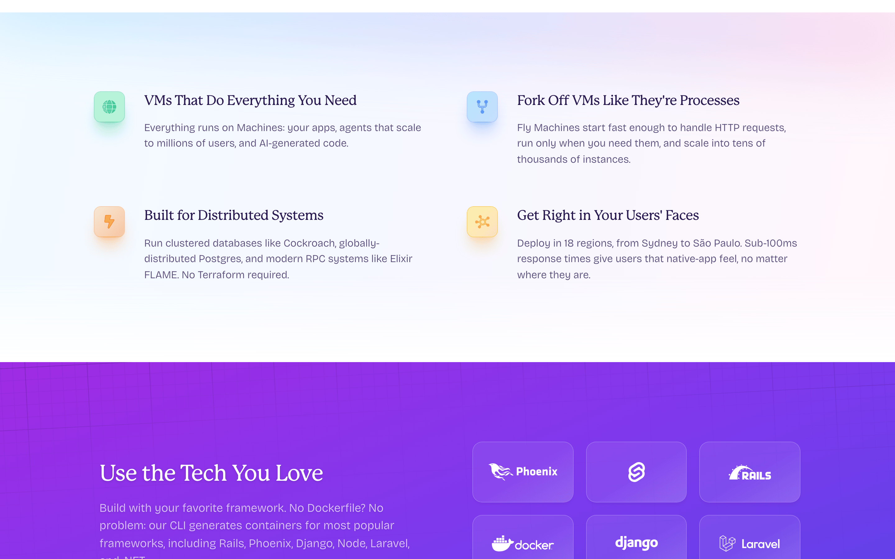 Fly.io — 桌面滚动分段(90% viewport 步进,作为视觉证据)