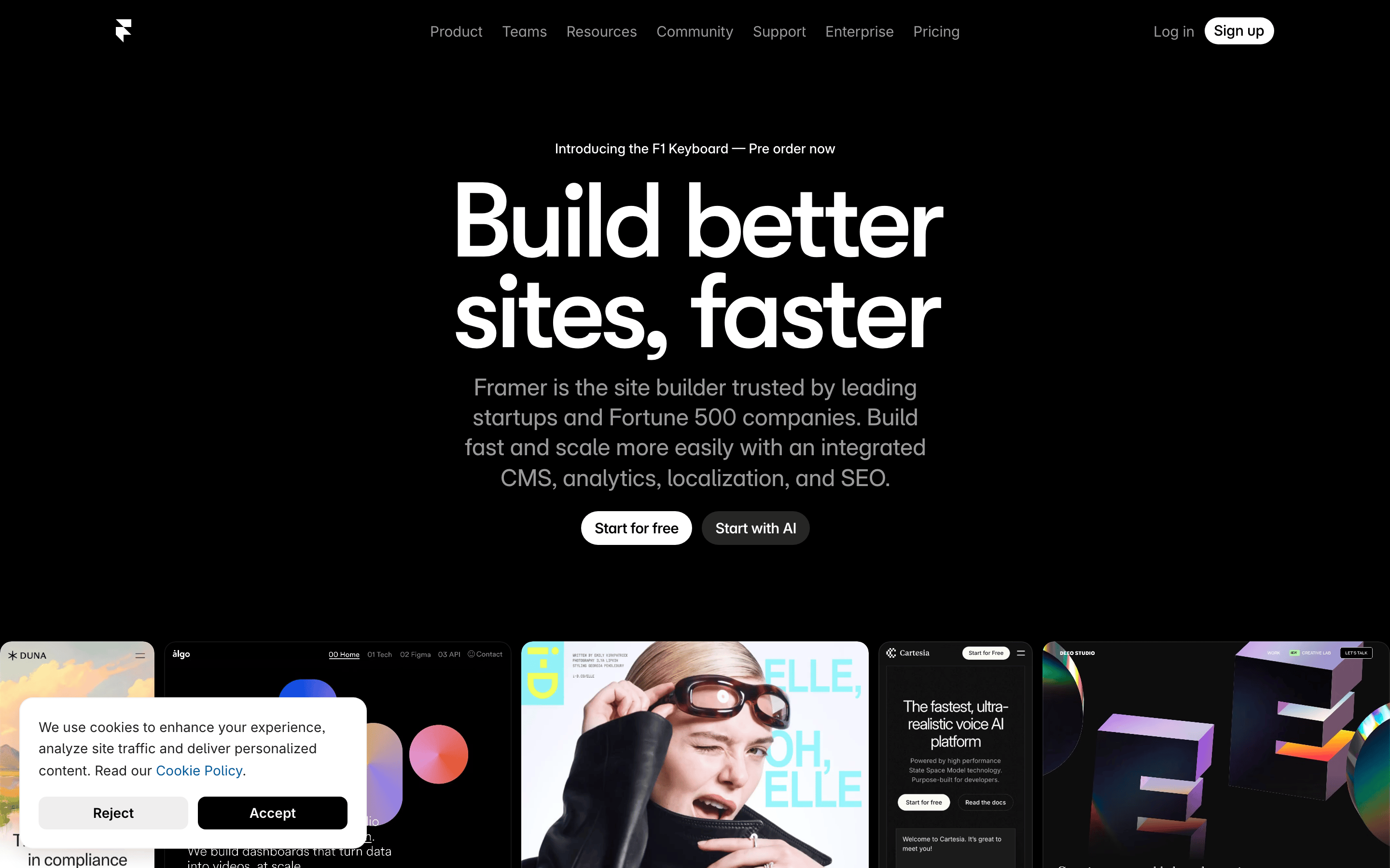 Framer — 桌面滚动分段(90% viewport 步进,作为视觉证据)