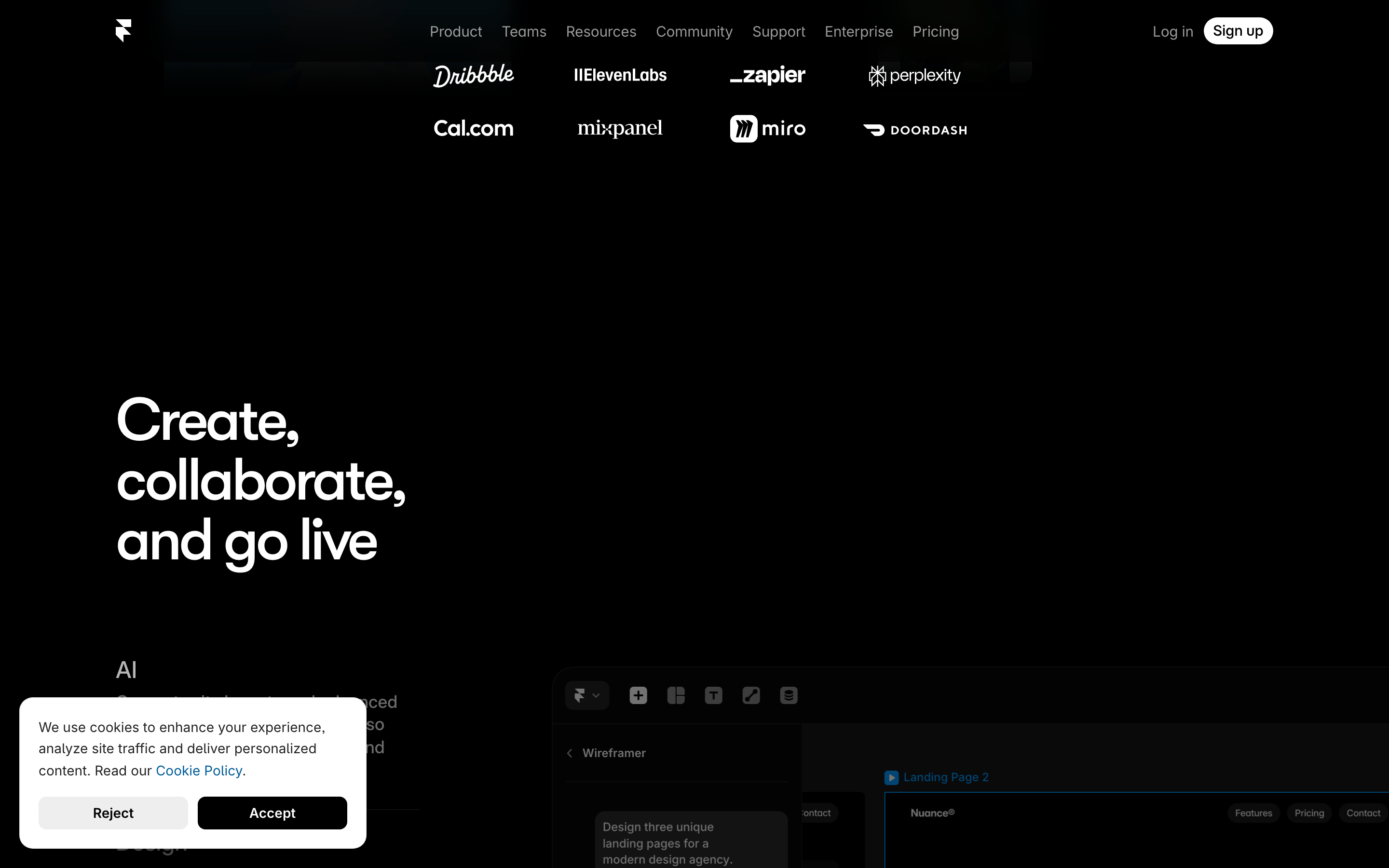 Framer — 桌面滚动分段(90% viewport 步进,作为视觉证据)