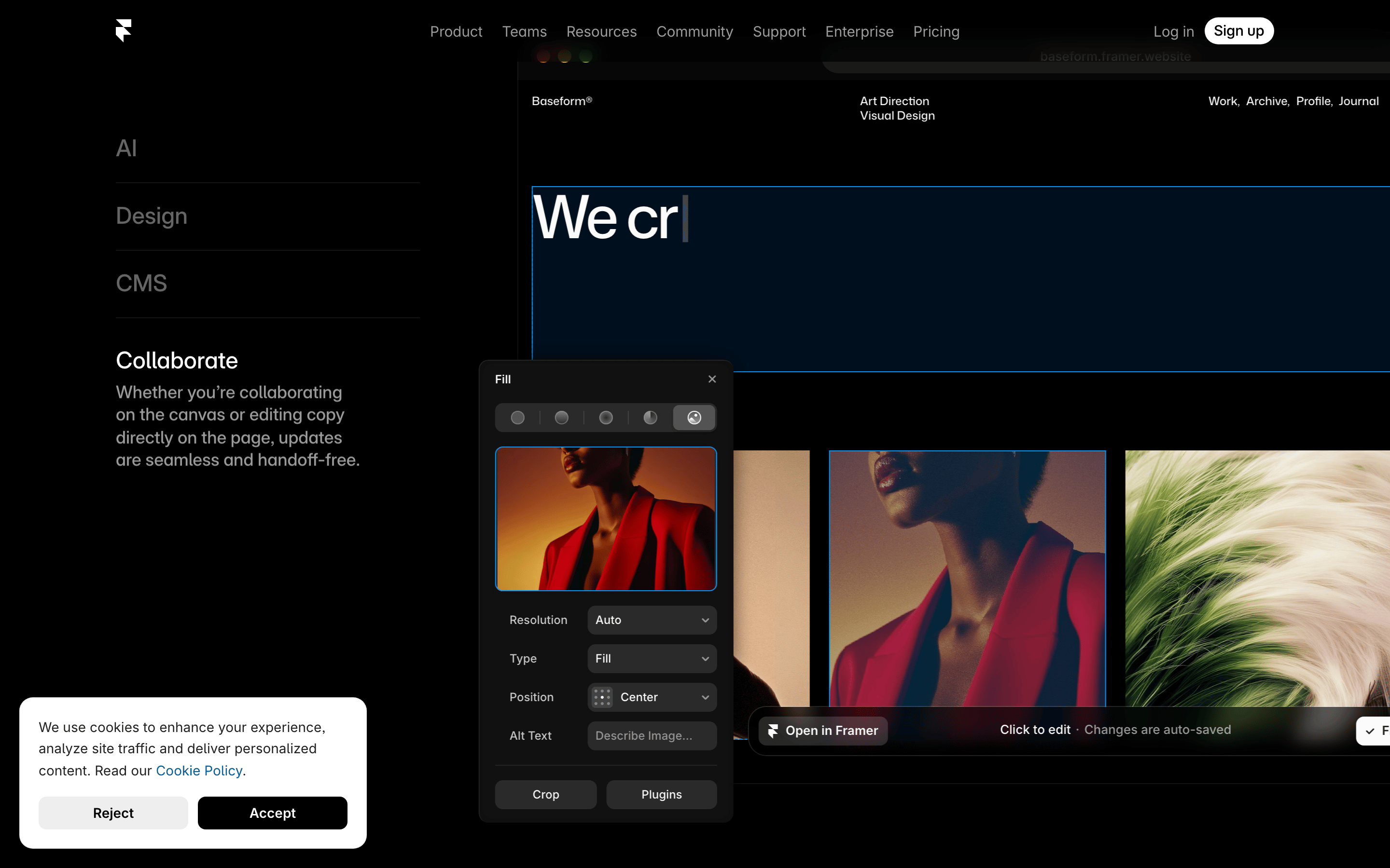 Framer — 桌面滚动分段(90% viewport 步进,作为视觉证据)