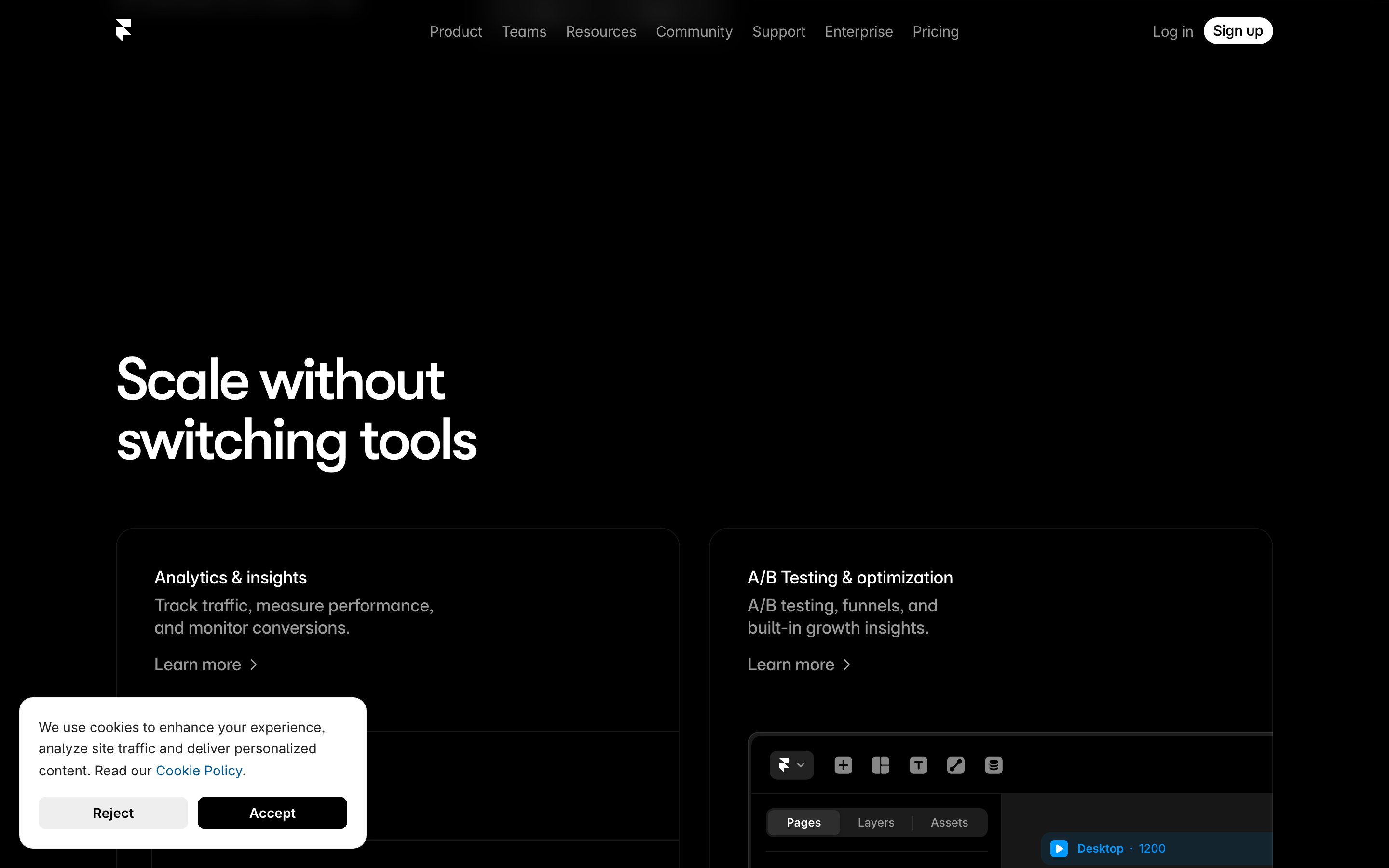 Framer — 桌面滚动分段(90% viewport 步进,作为视觉证据)