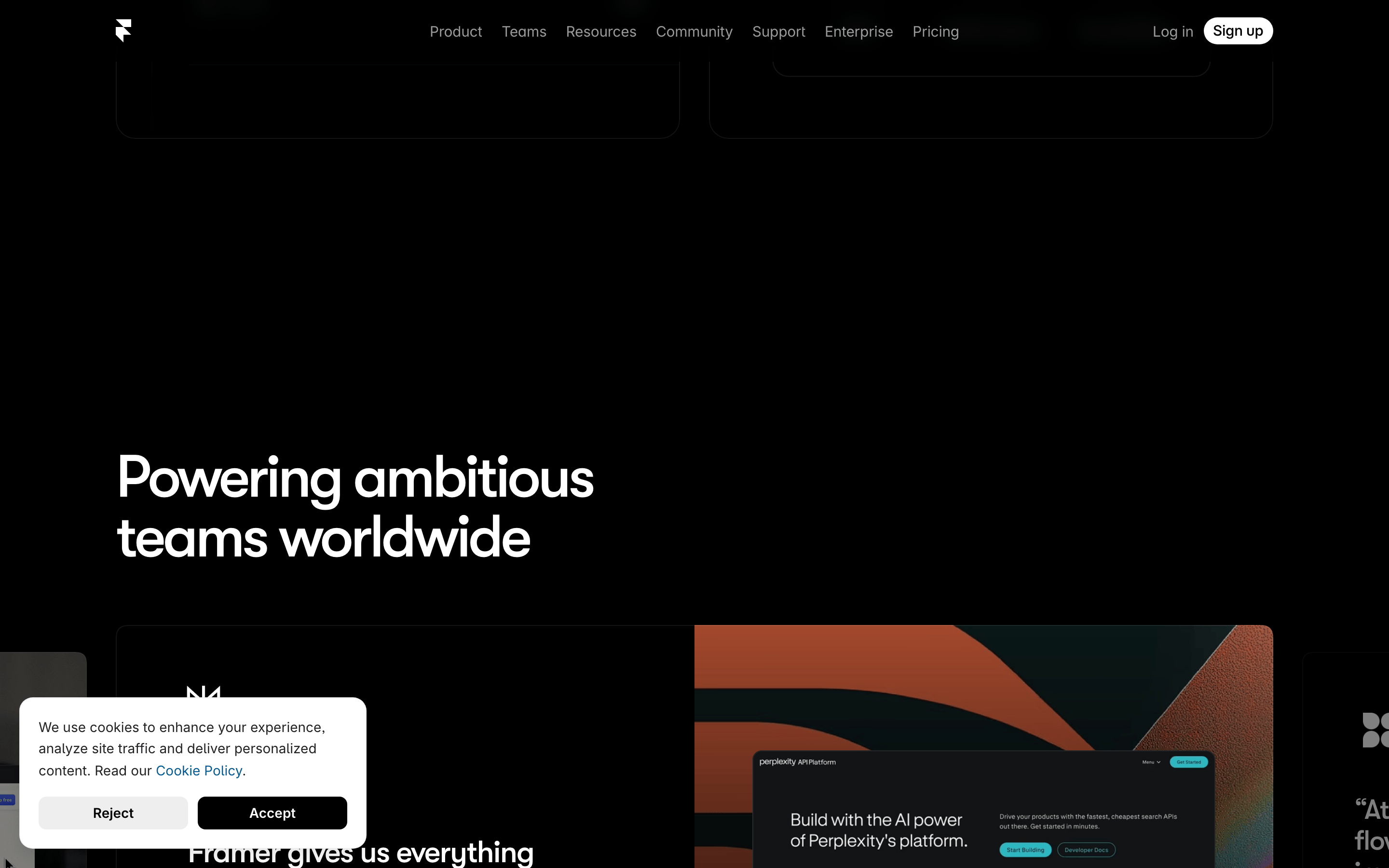 Framer — 桌面滚动分段(90% viewport 步进,作为视觉证据)