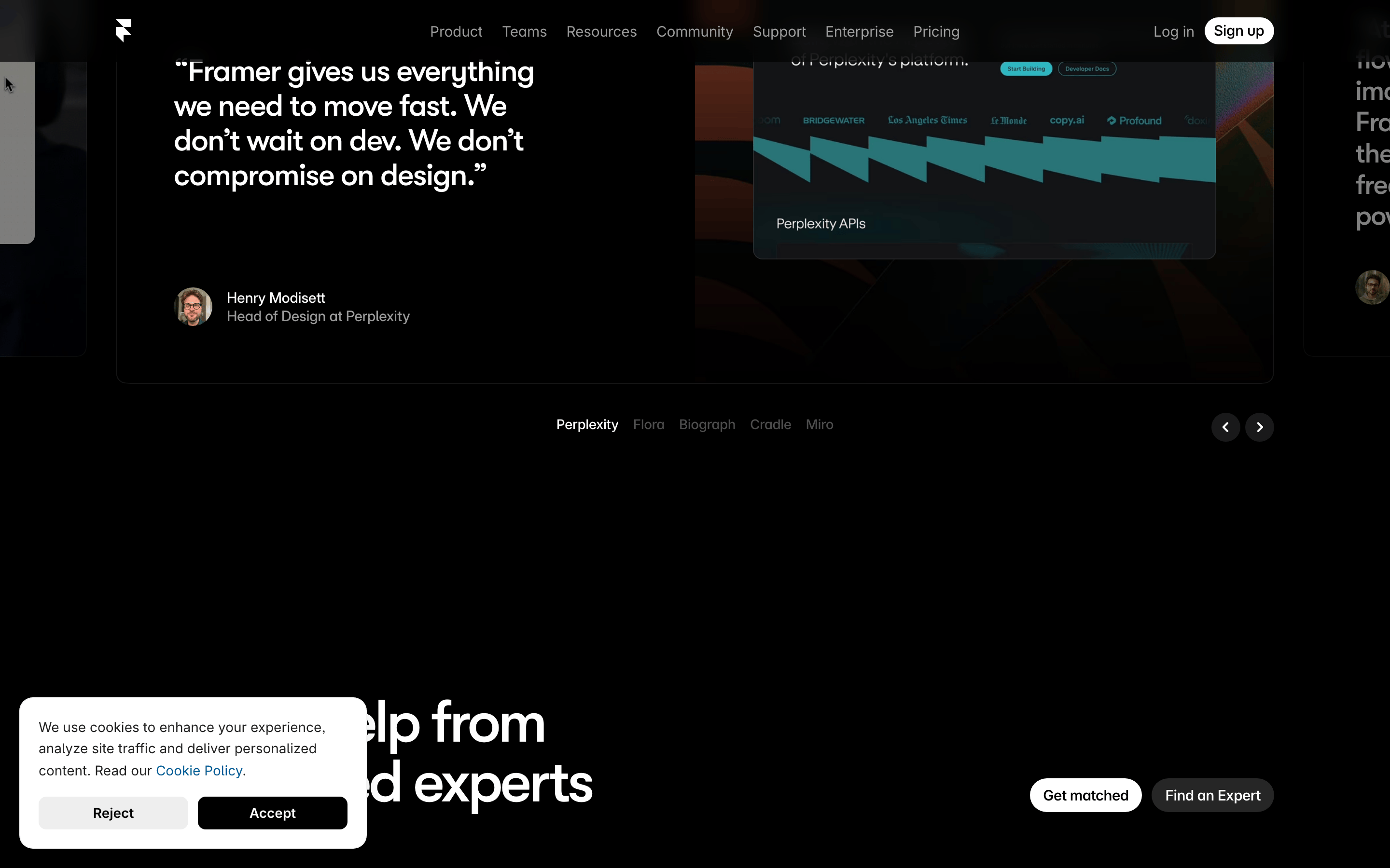 Framer — 桌面滚动分段(90% viewport 步进,作为视觉证据)