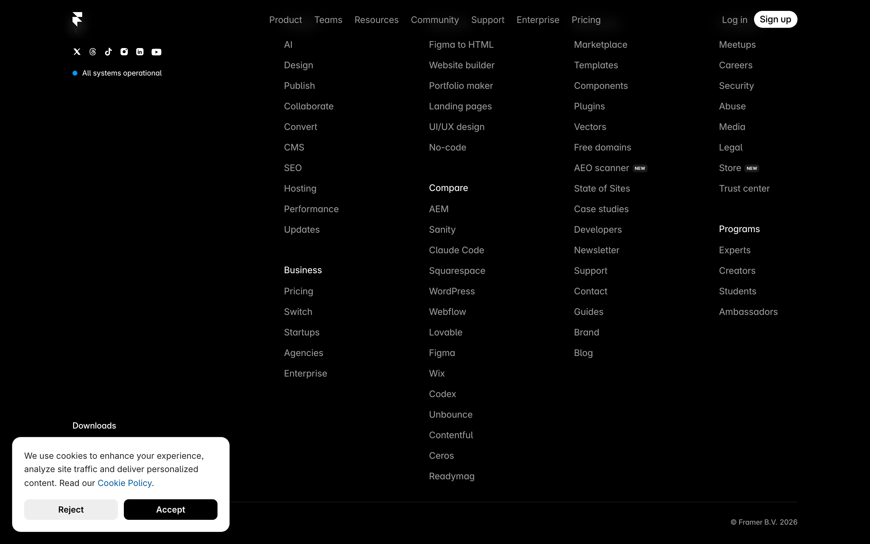 Framer — 桌面滚动分段(90% viewport 步进,作为视觉证据)