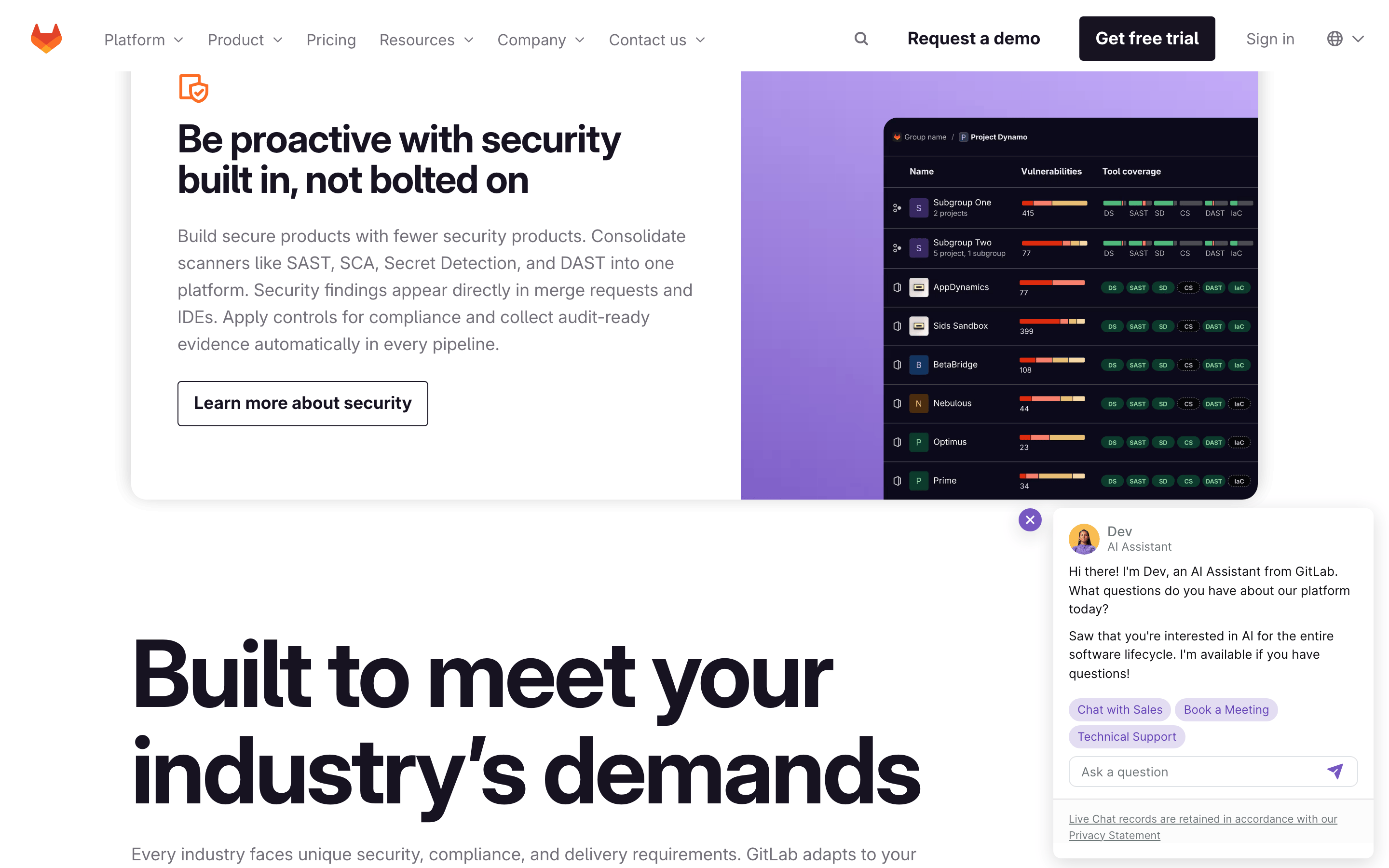 GitLab — 桌面滚动分段(90% viewport 步进,作为视觉证据)