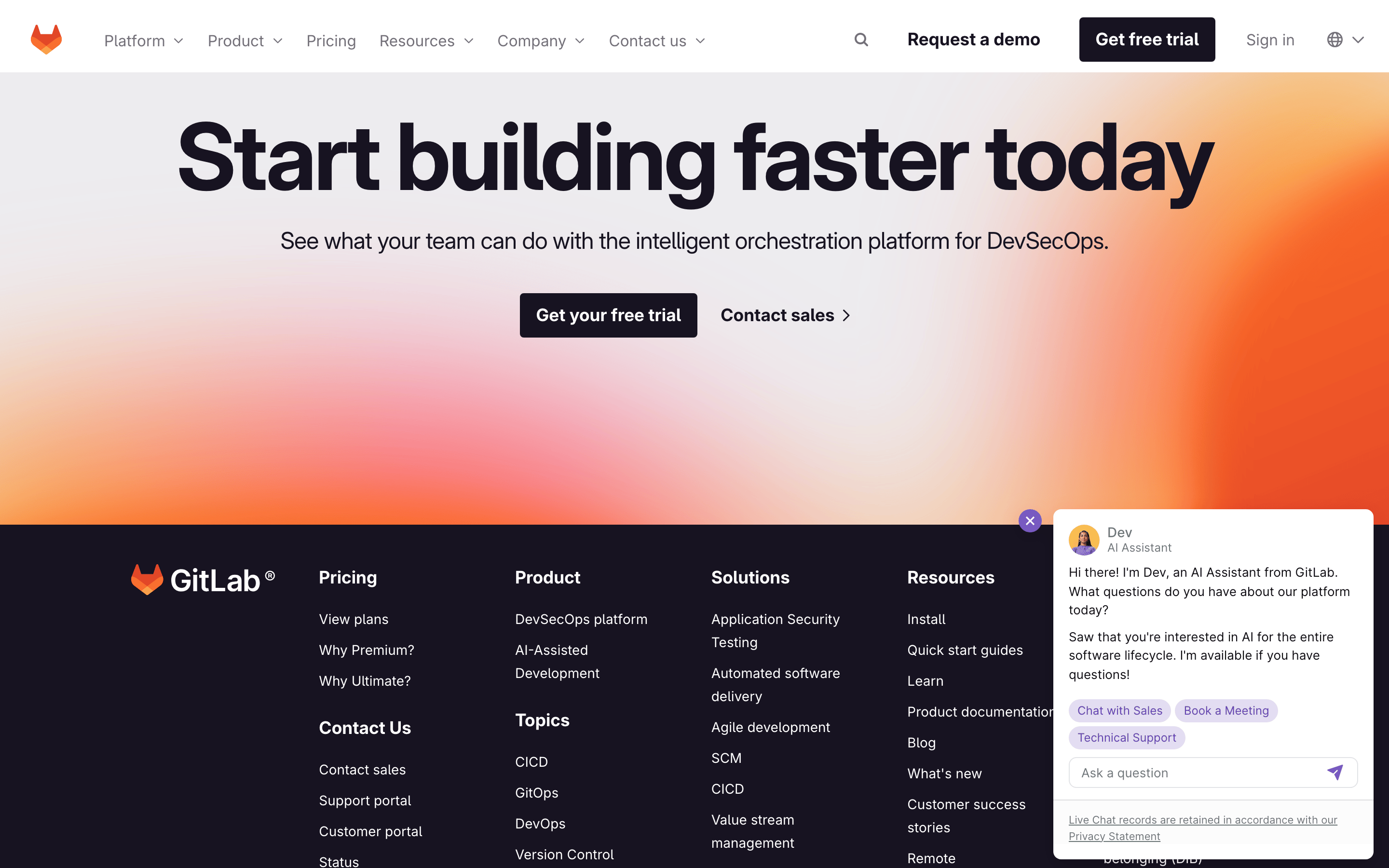 GitLab — 桌面滚动分段(90% viewport 步进,作为视觉证据)