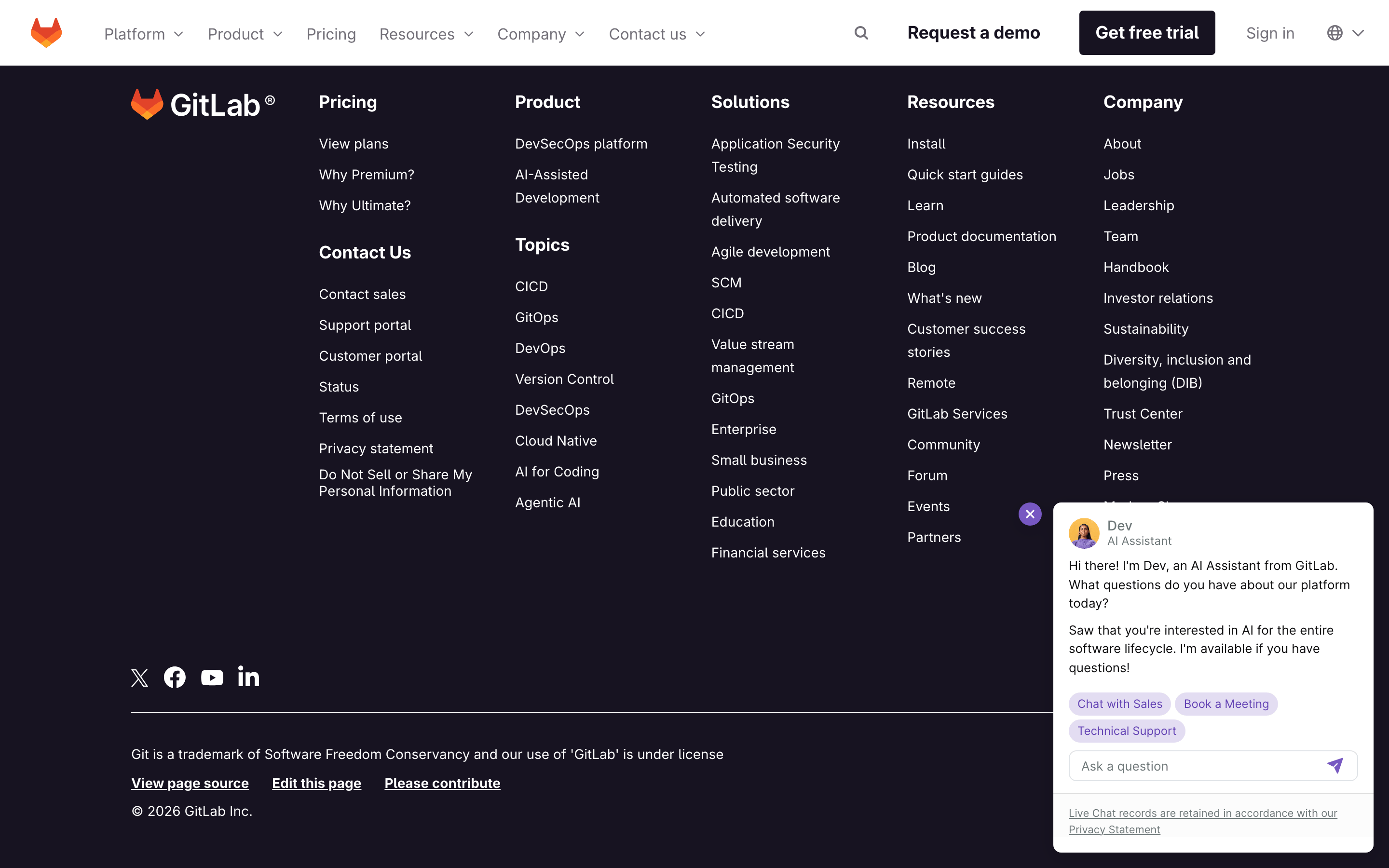 GitLab — 桌面滚动分段(90% viewport 步进,作为视觉证据)