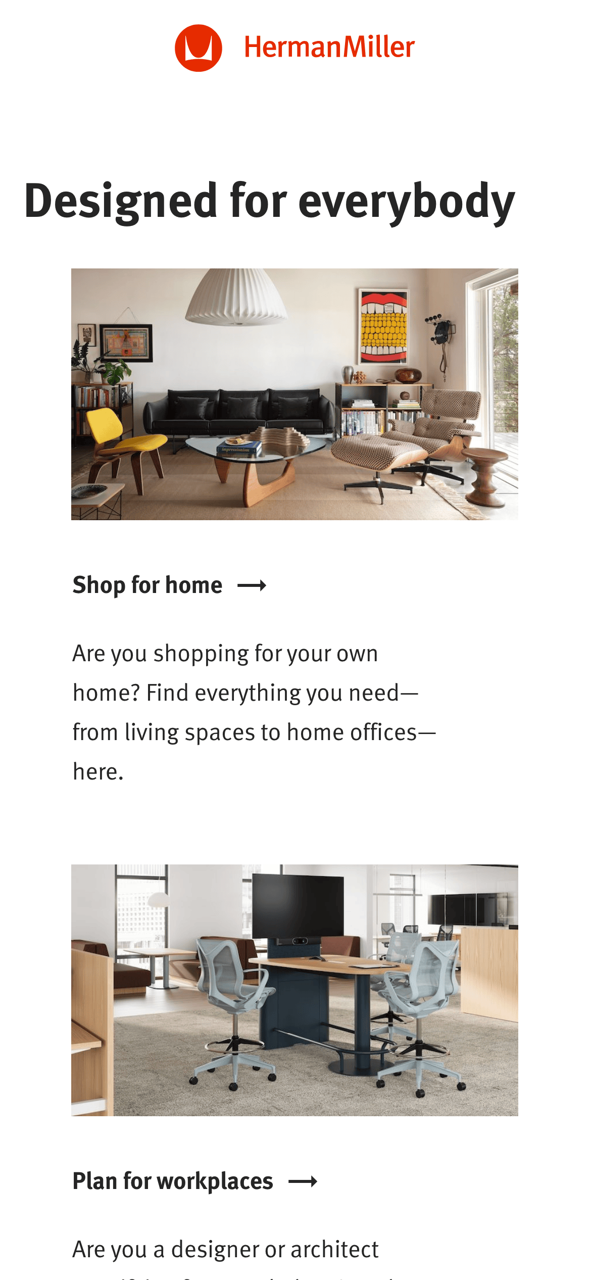 Herman Miller — 移动首屏