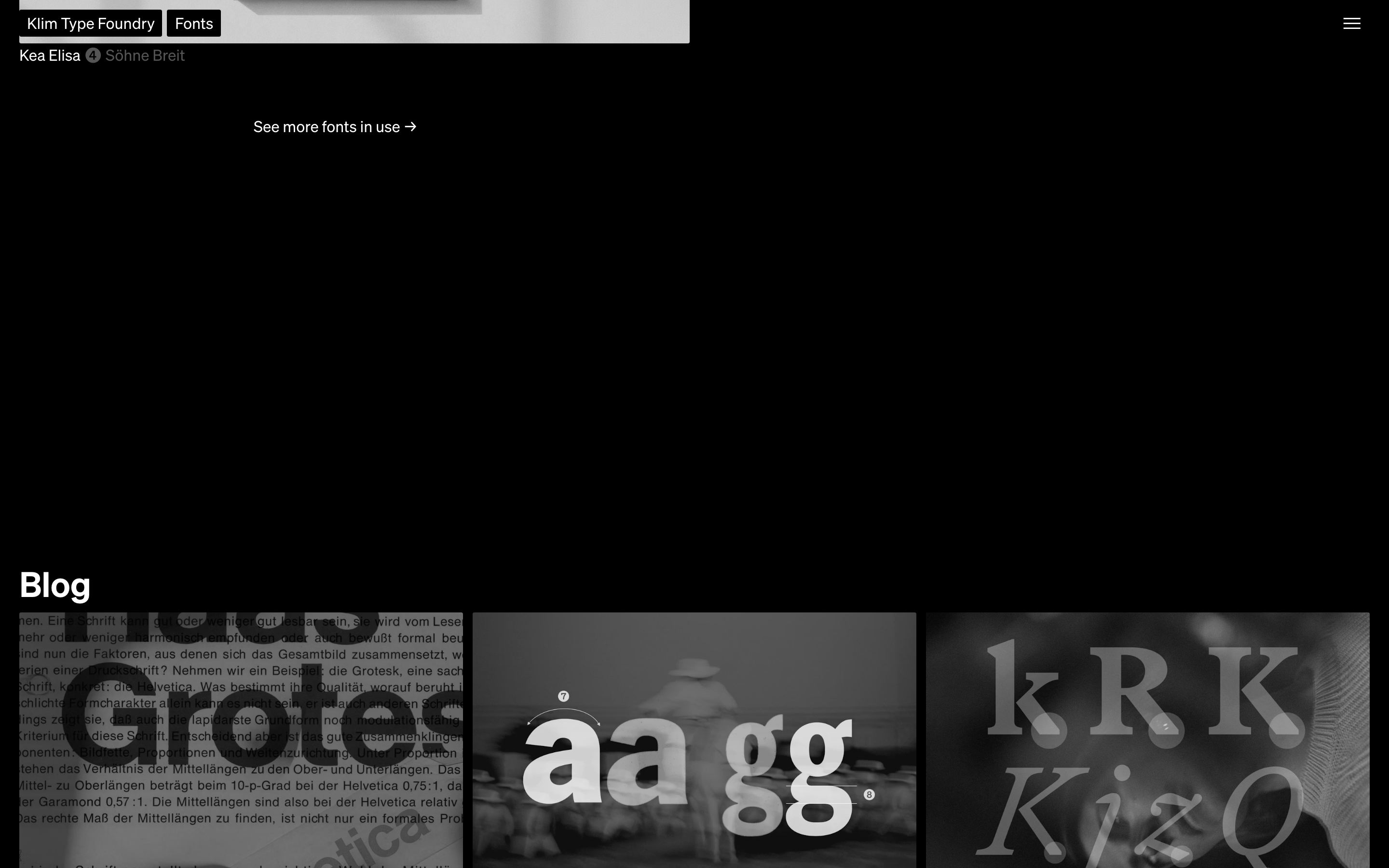 Klim Type Foundry — 桌面滚动分段(90% viewport 步进,作为视觉证据)