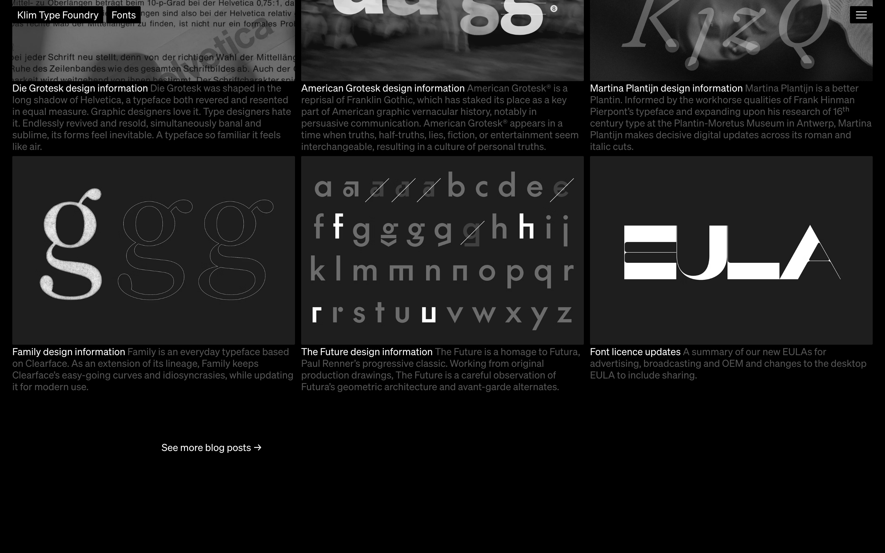 Klim Type Foundry — 桌面滚动分段(90% viewport 步进,作为视觉证据)