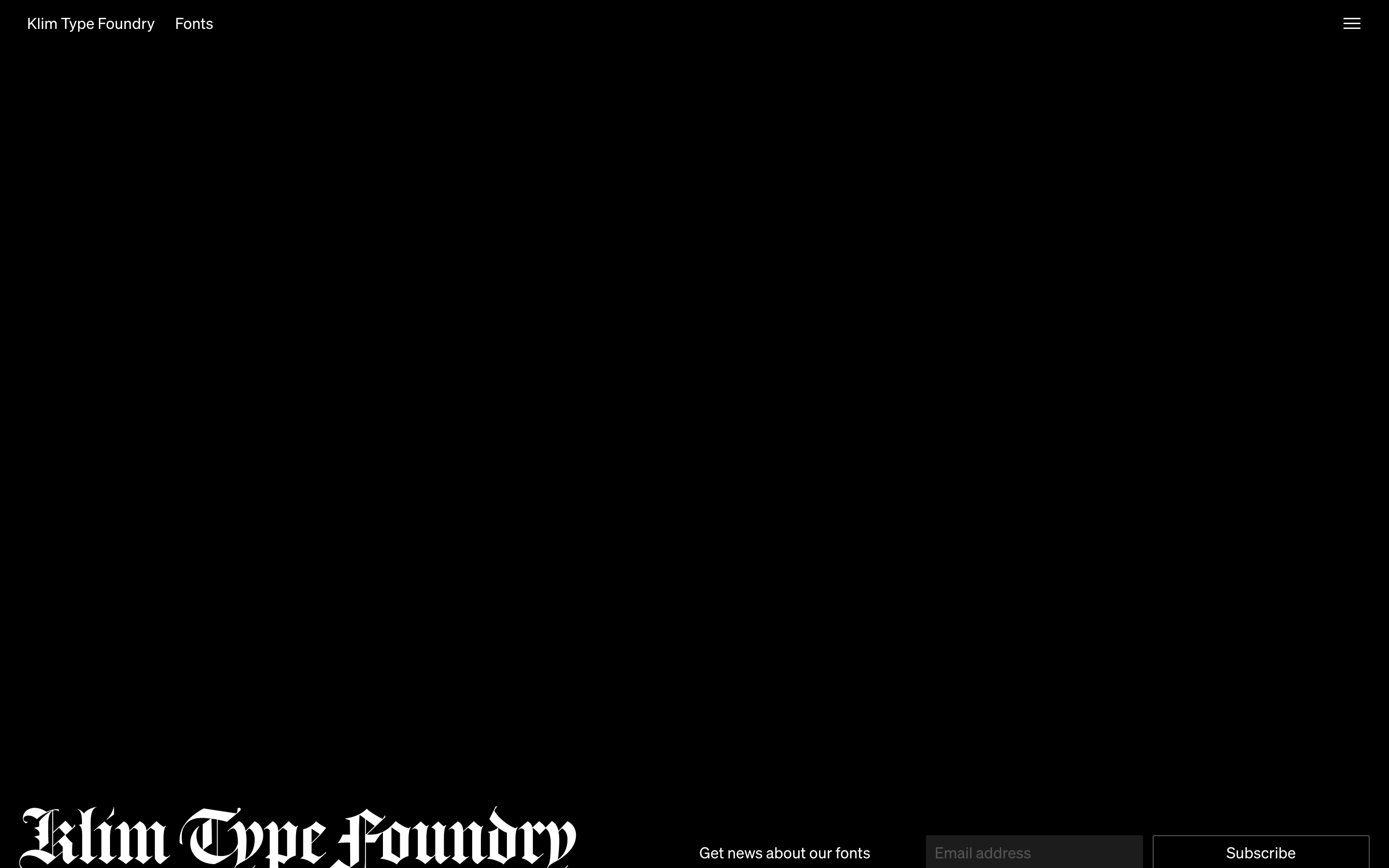 Klim Type Foundry — 桌面滚动分段(90% viewport 步进,作为视觉证据)
