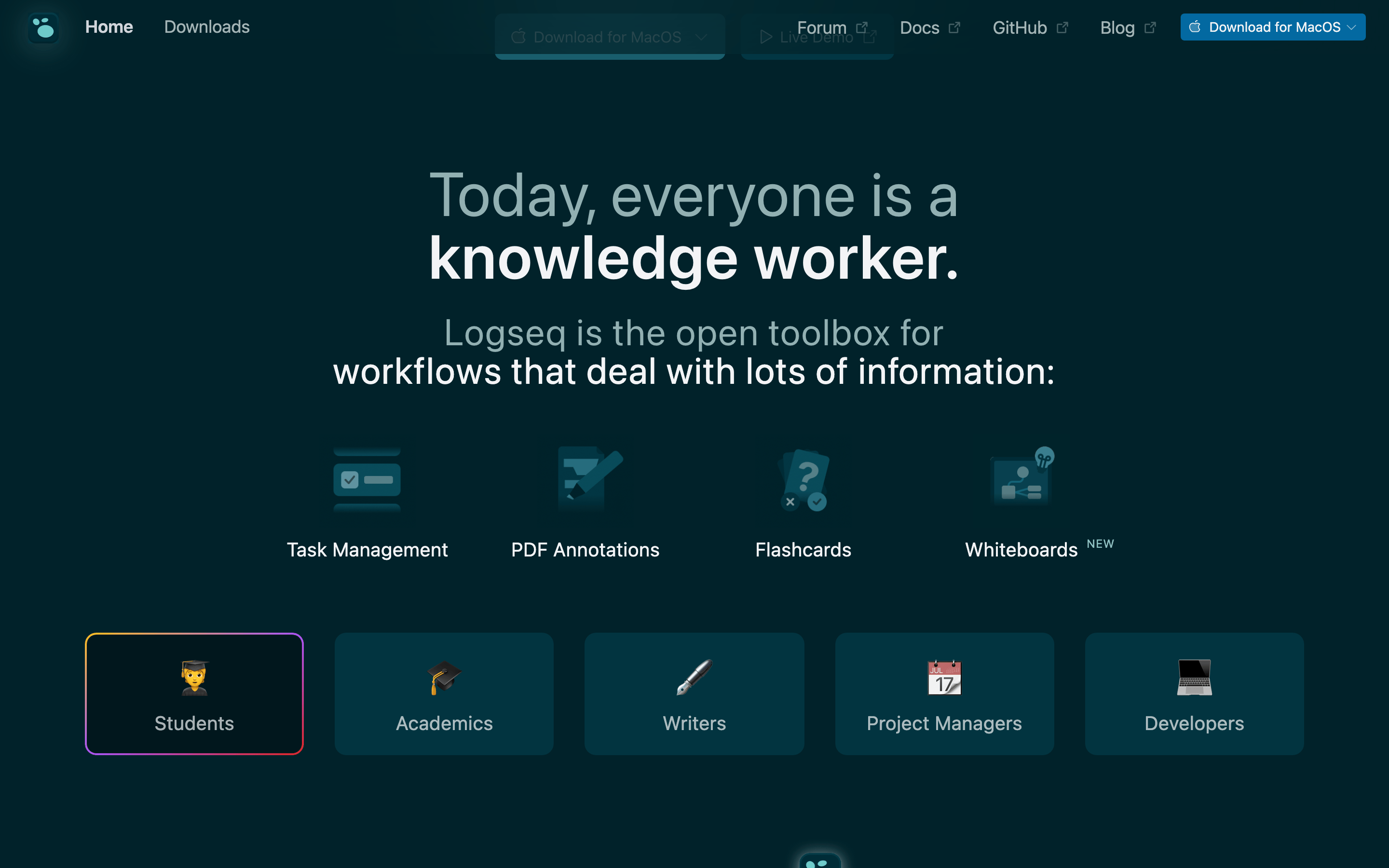 Logseq — 桌面滚动分段(90% viewport 步进,作为视觉证据)