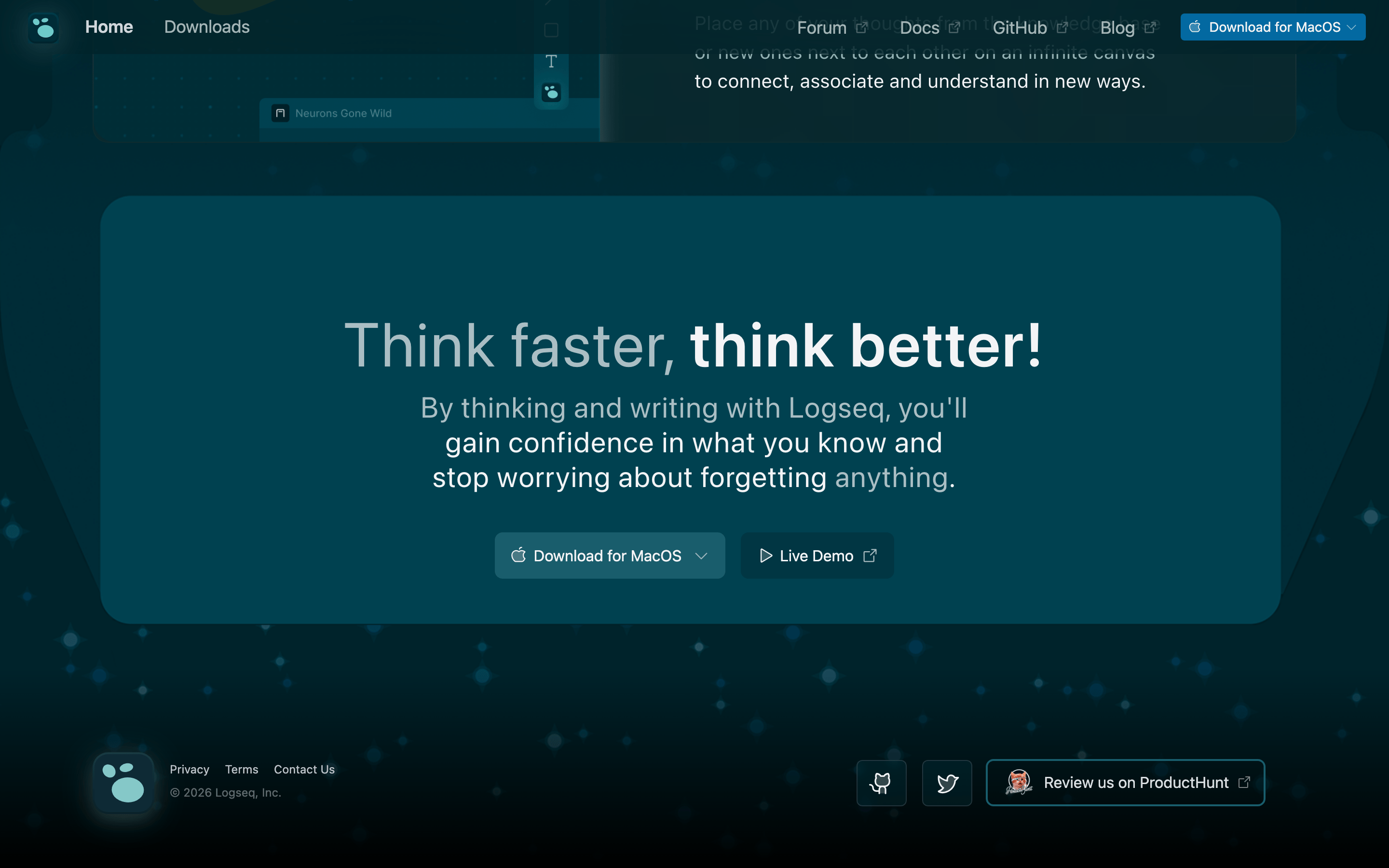 Logseq — 桌面滚动分段(90% viewport 步进,作为视觉证据)