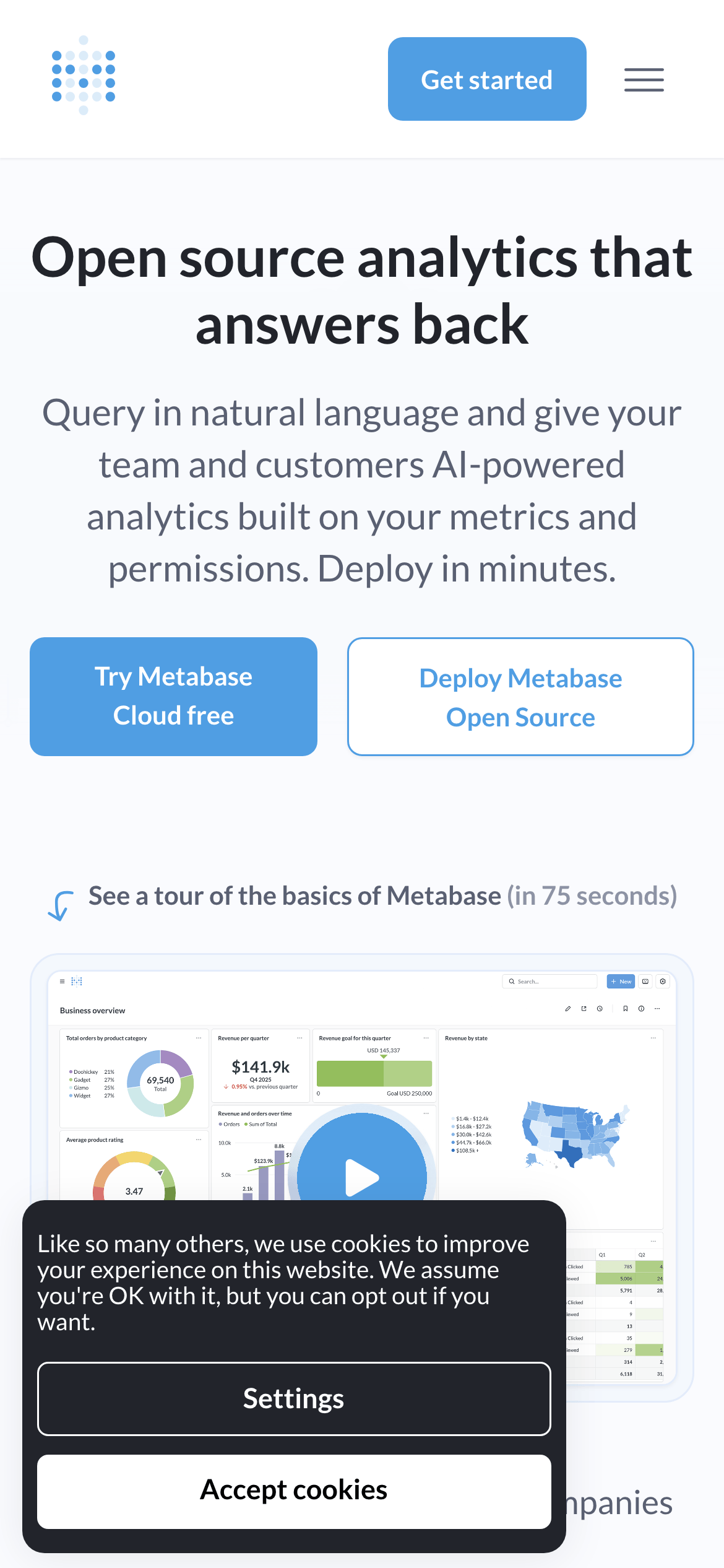 Metabase — 移动首屏