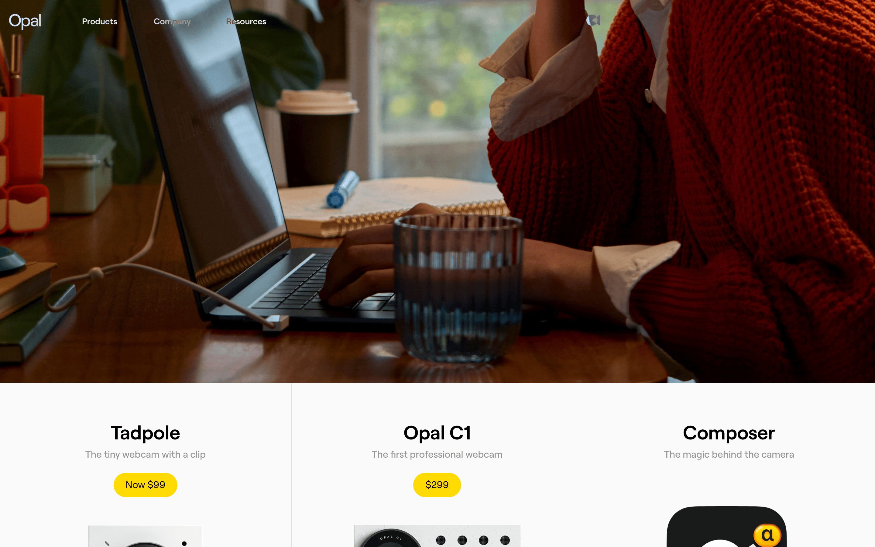 Opal Camera Inc. — 桌面滚动分段(90% viewport 步进,作为视觉证据)