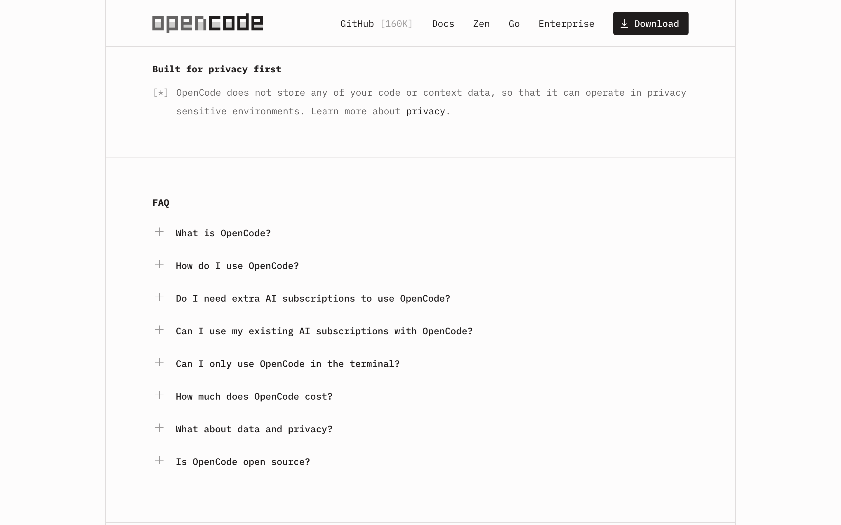 Opencode — 桌面滚动分段(90% viewport 步进,作为视觉证据)