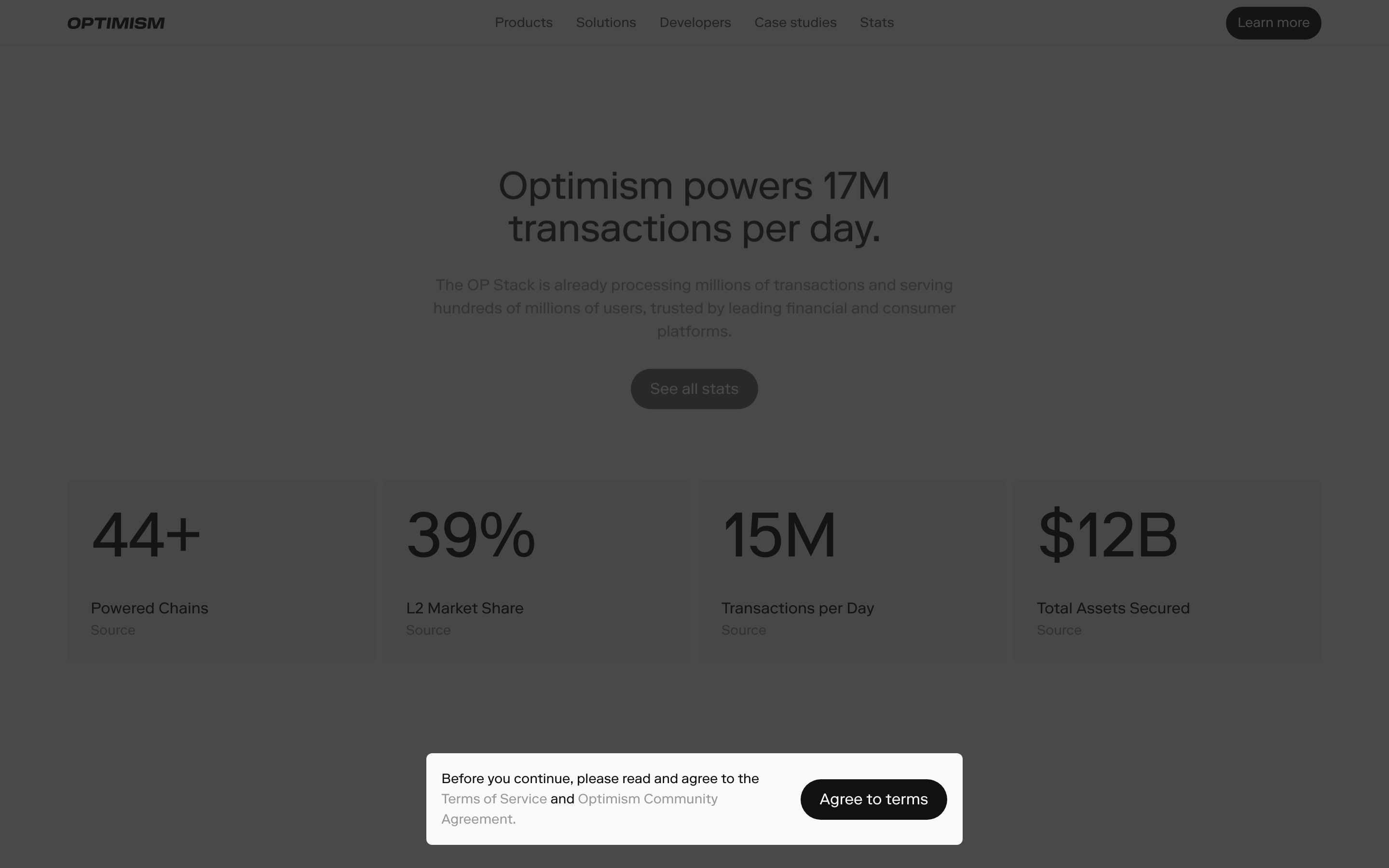 Optimism — 桌面滚动分段(90% viewport 步进,作为视觉证据)