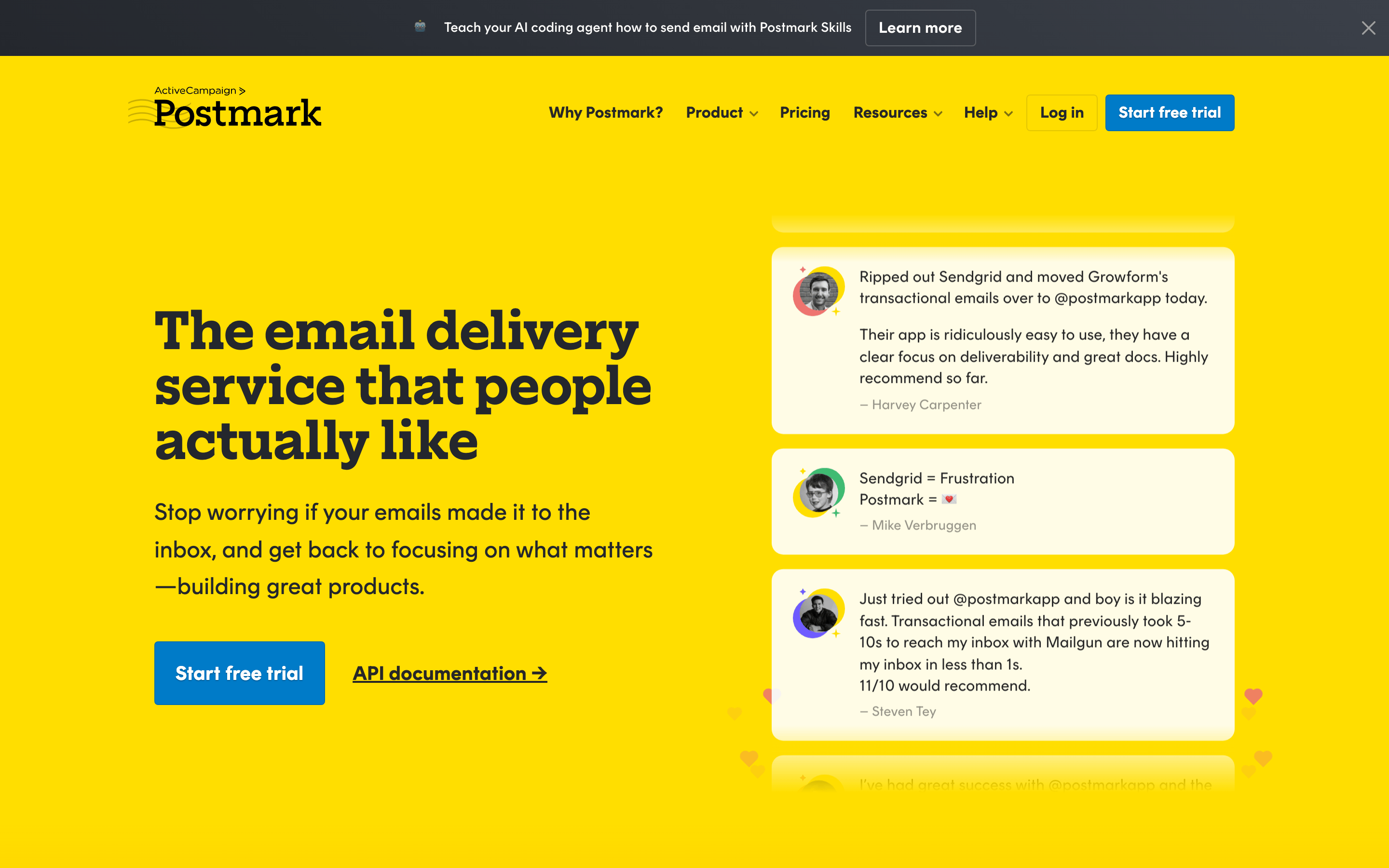 Postmark — 桌面滚动分段(90% viewport 步进,作为视觉证据)