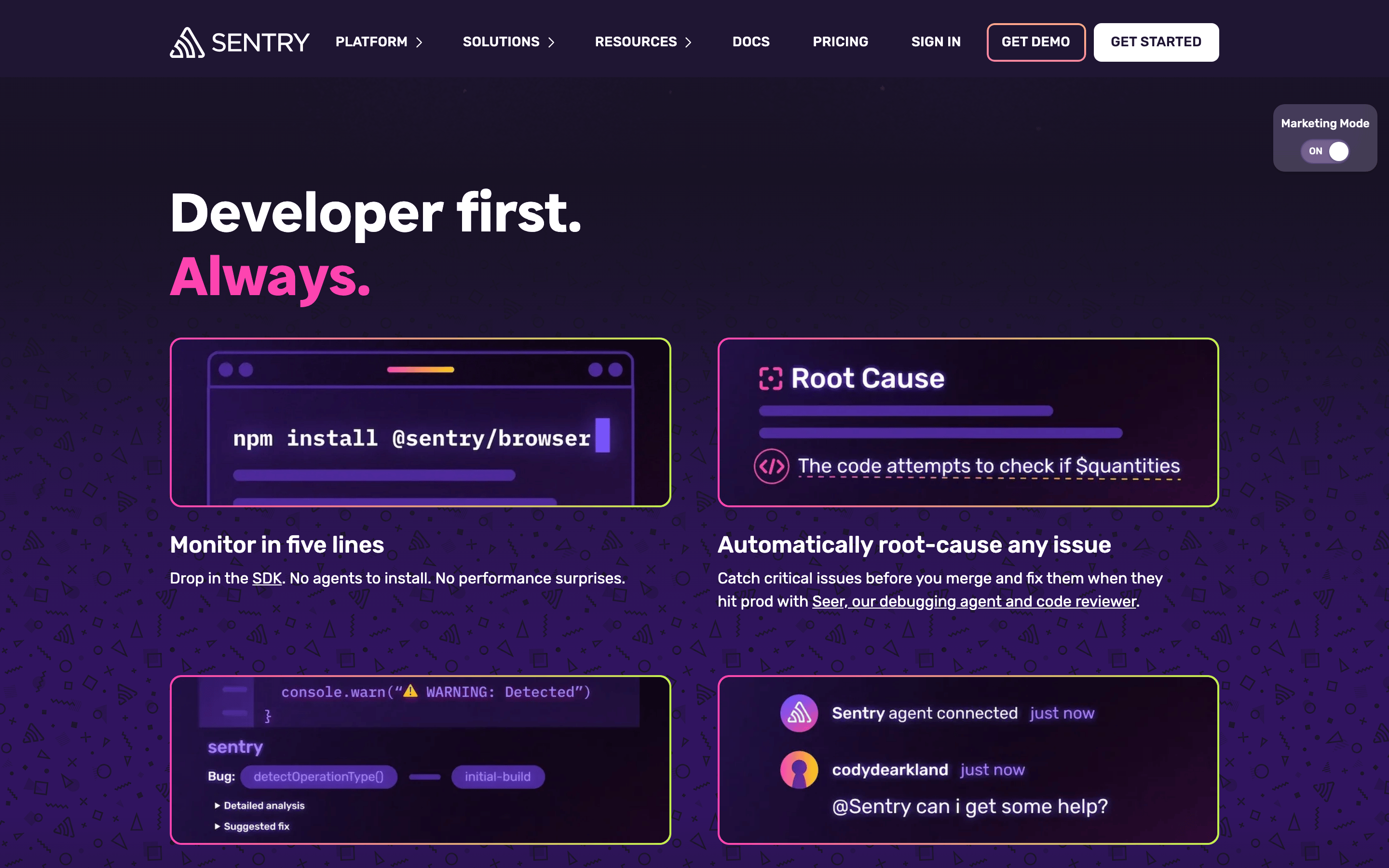 Sentry — 桌面滚动分段(90% viewport 步进,作为视觉证据)