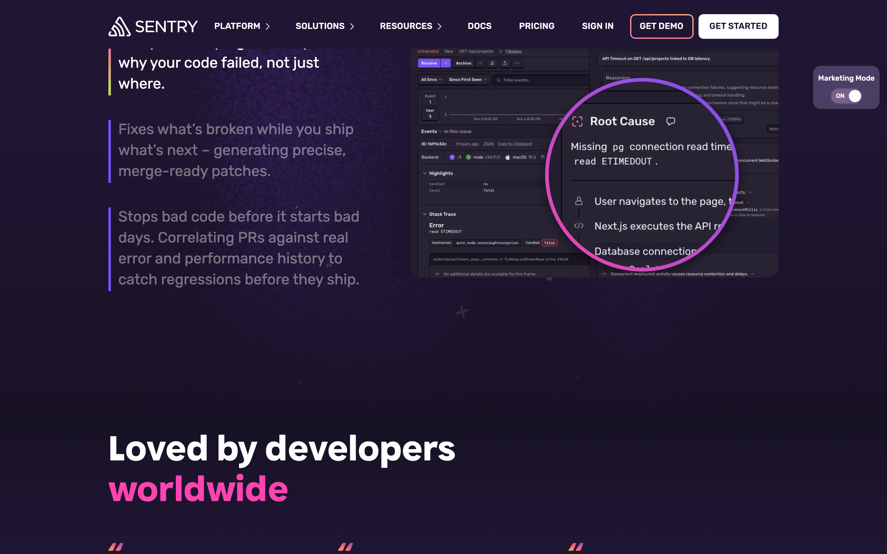 Sentry — 桌面滚动分段(90% viewport 步进,作为视觉证据)