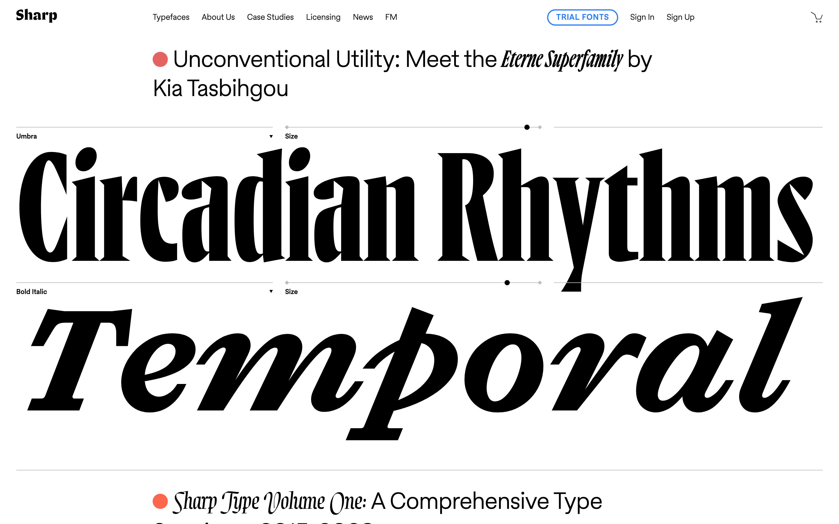 Sharp Type — 桌面滚动分段(90% viewport 步进,作为视觉证据)