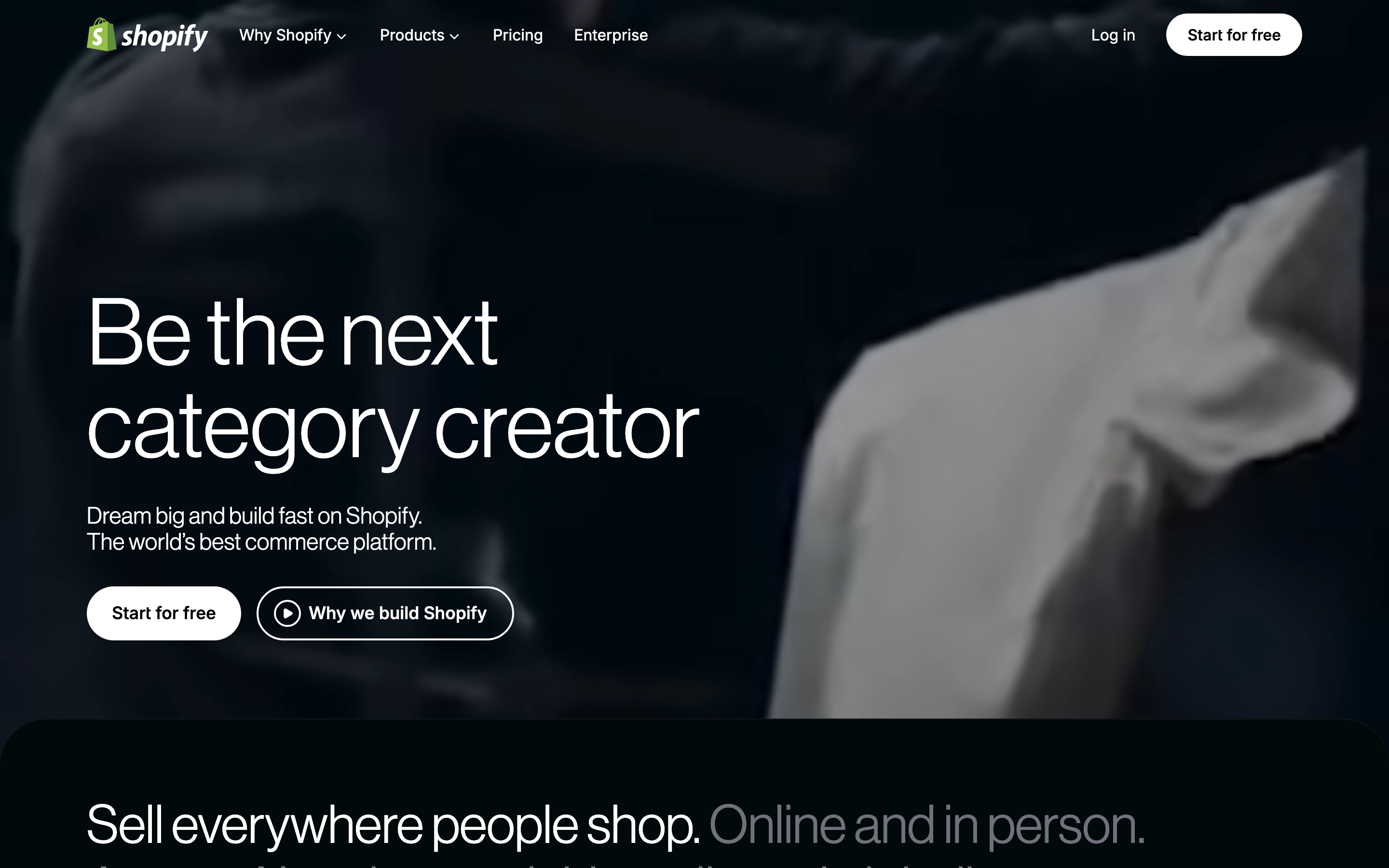 Shopify — 桌面首屏(hero)