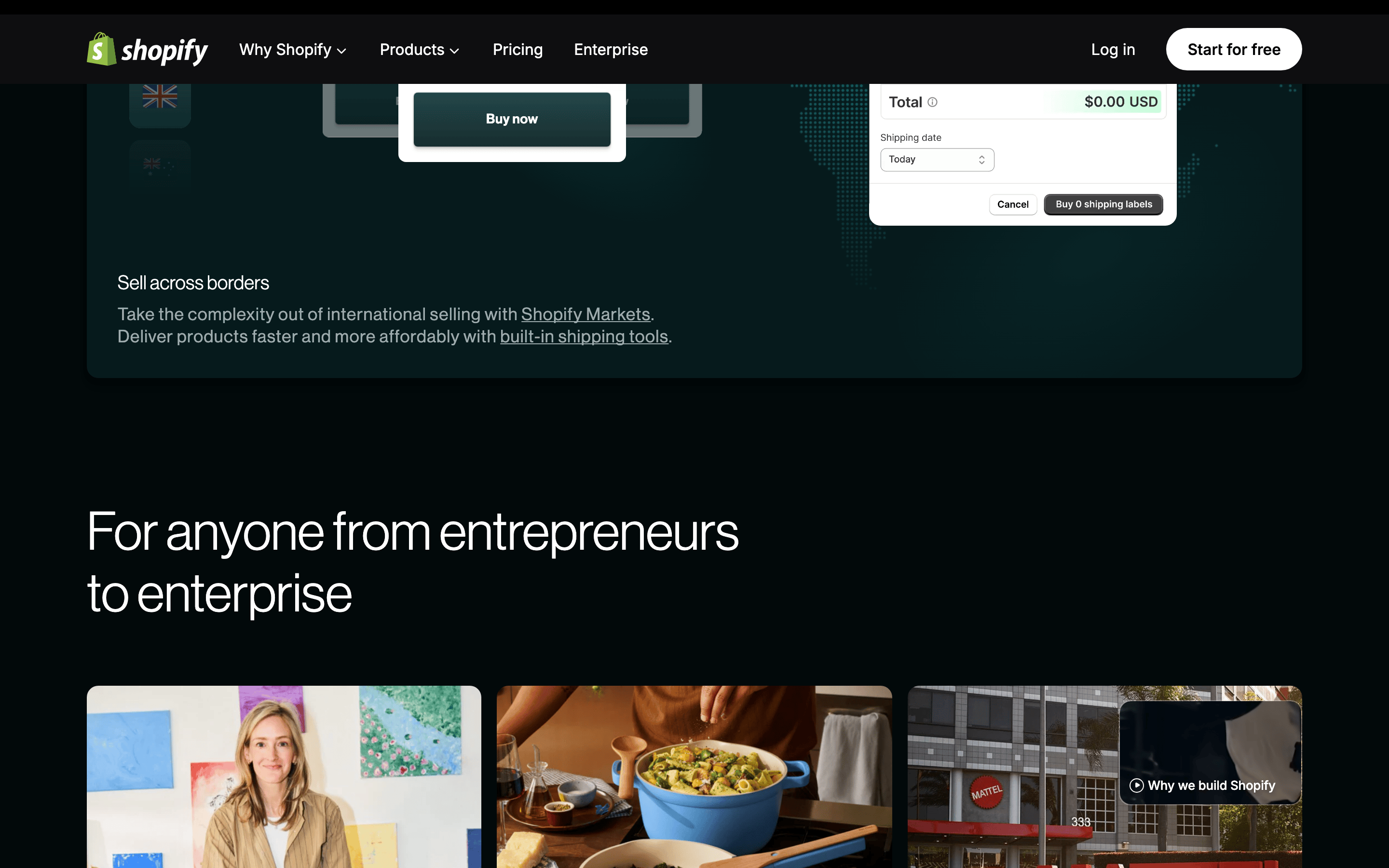 Shopify — 桌面滚动分段(90% viewport 步进,作为视觉证据)