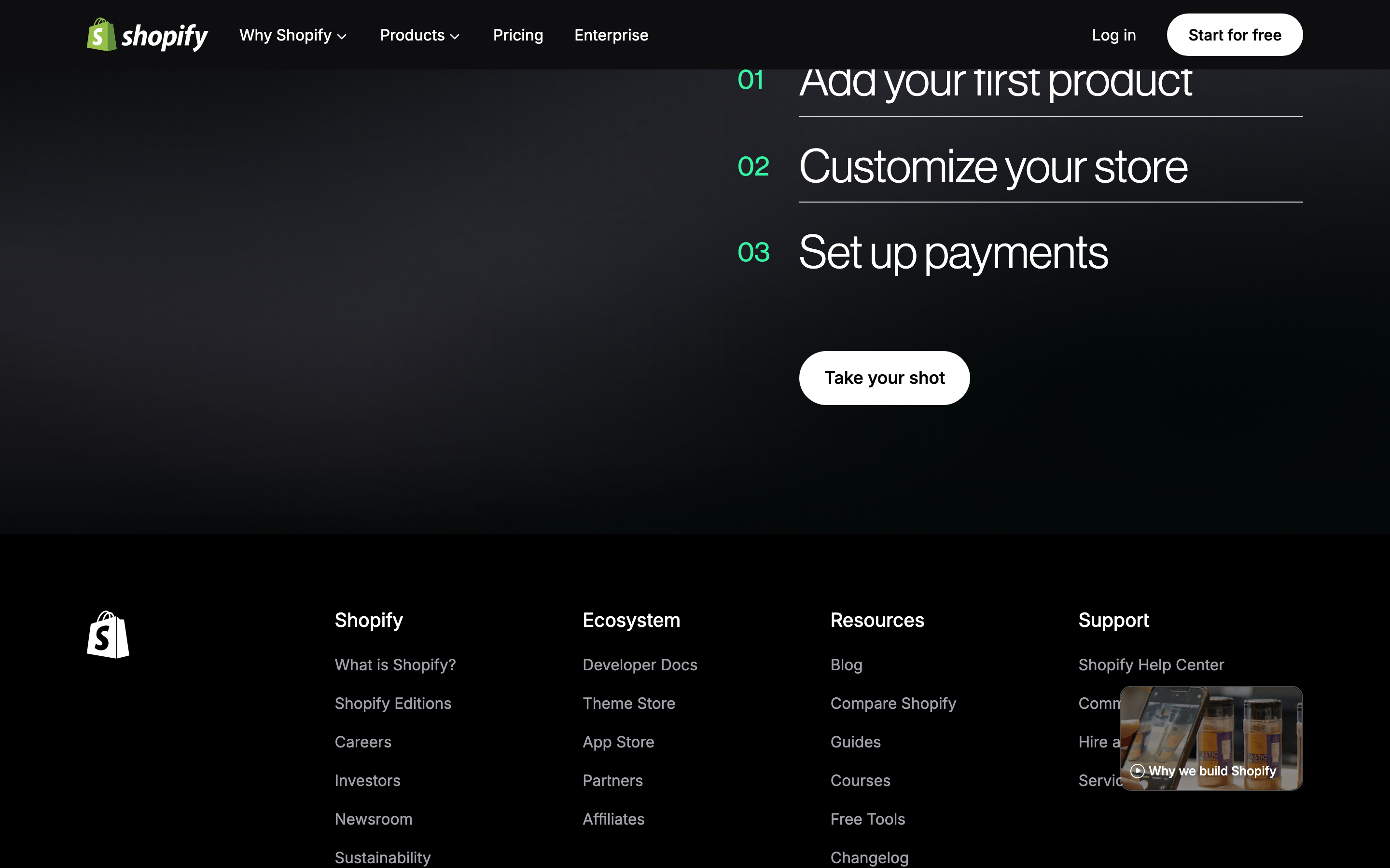 Shopify — 桌面滚动分段(90% viewport 步进,作为视觉证据)