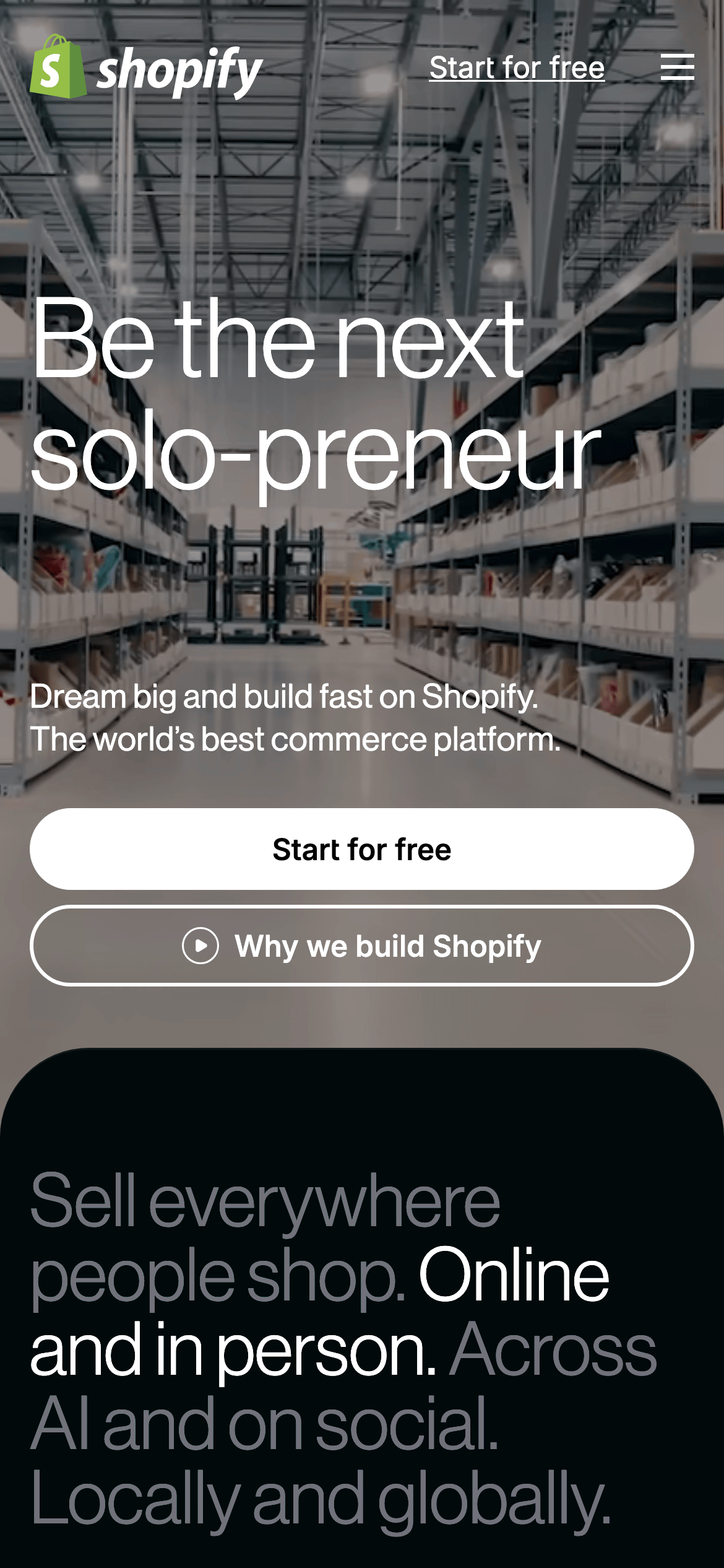 Shopify — 移动首屏