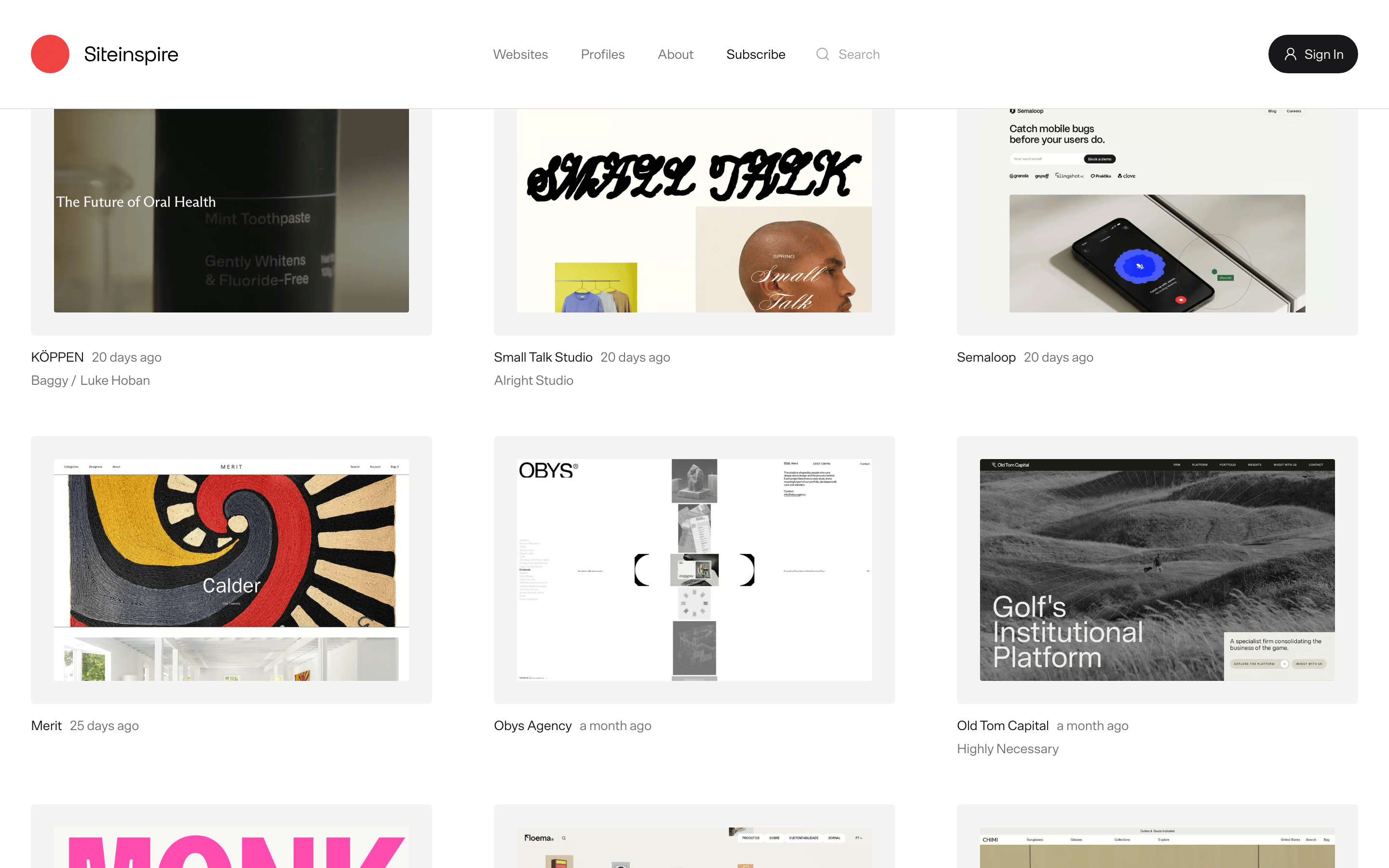 SiteInspire — 桌面滚动分段(90% viewport 步进,作为视觉证据)