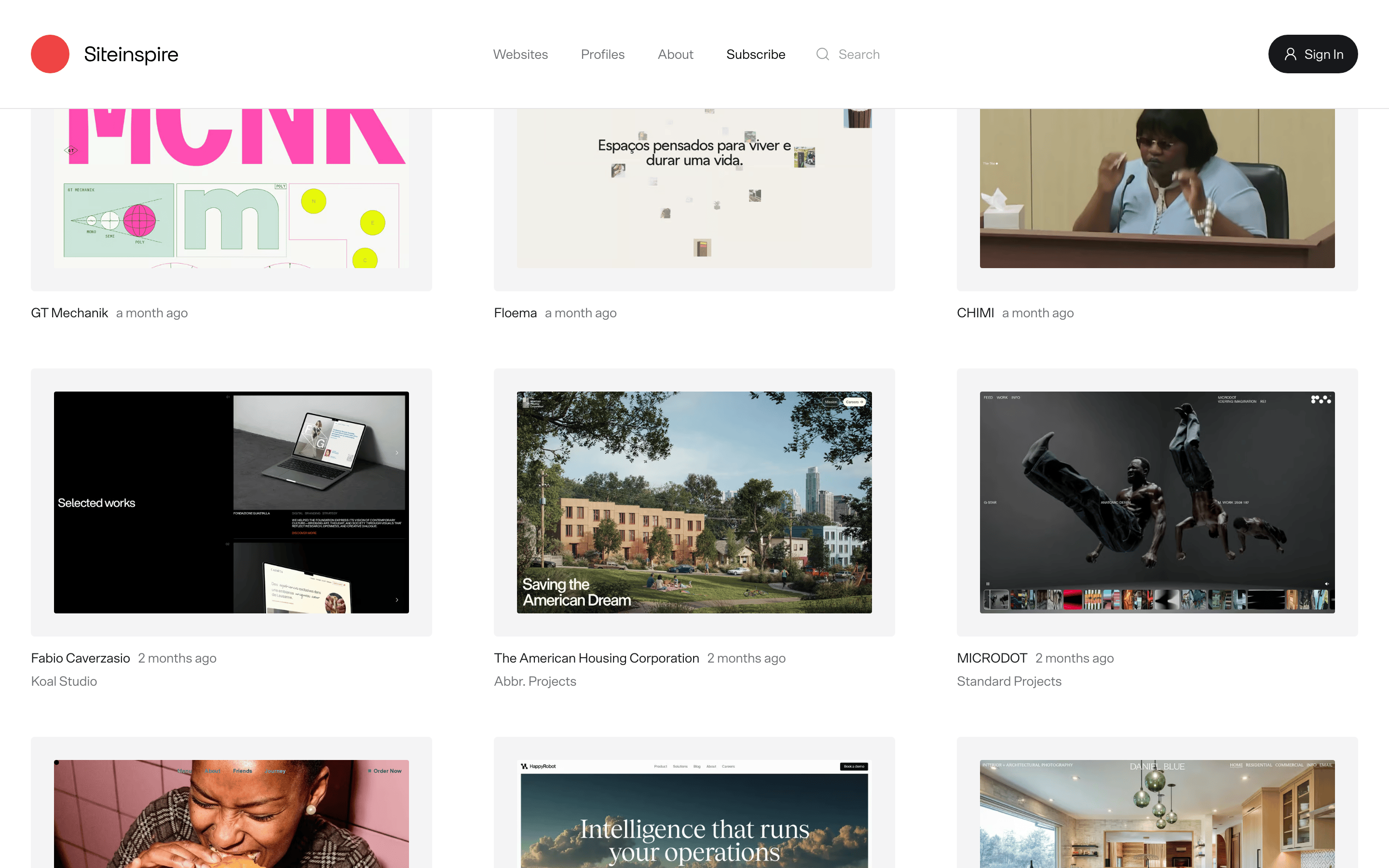 SiteInspire — 桌面滚动分段(90% viewport 步进,作为视觉证据)