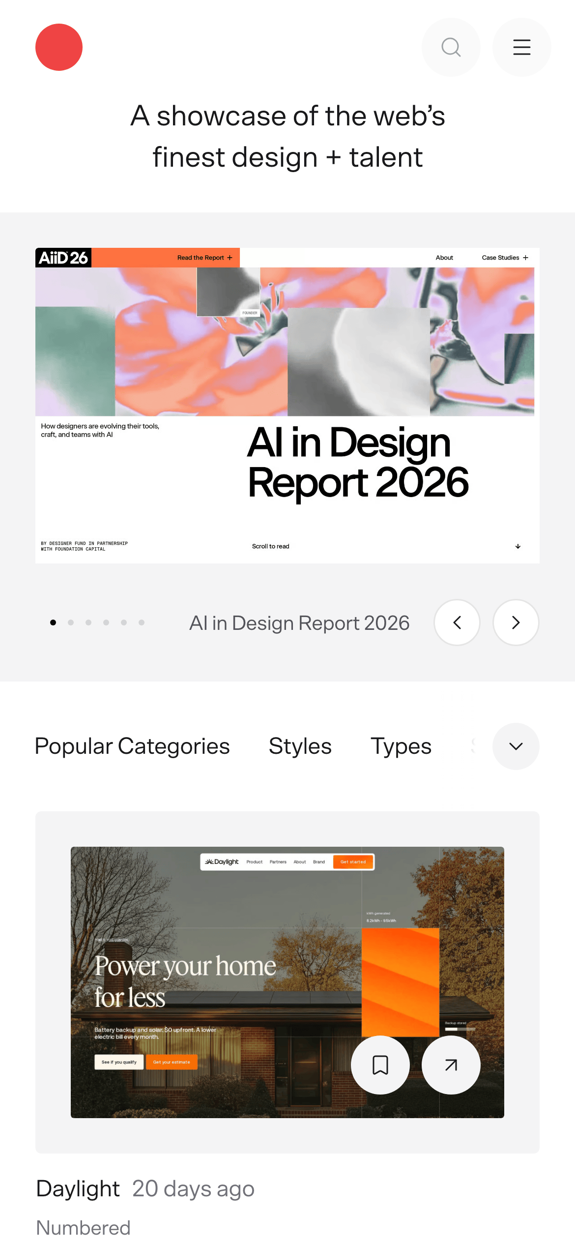 SiteInspire — 移动首屏